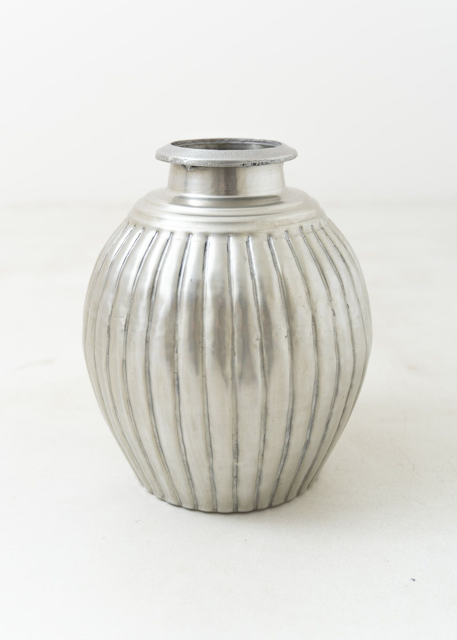 Aluminum Vase Ribbed Medium