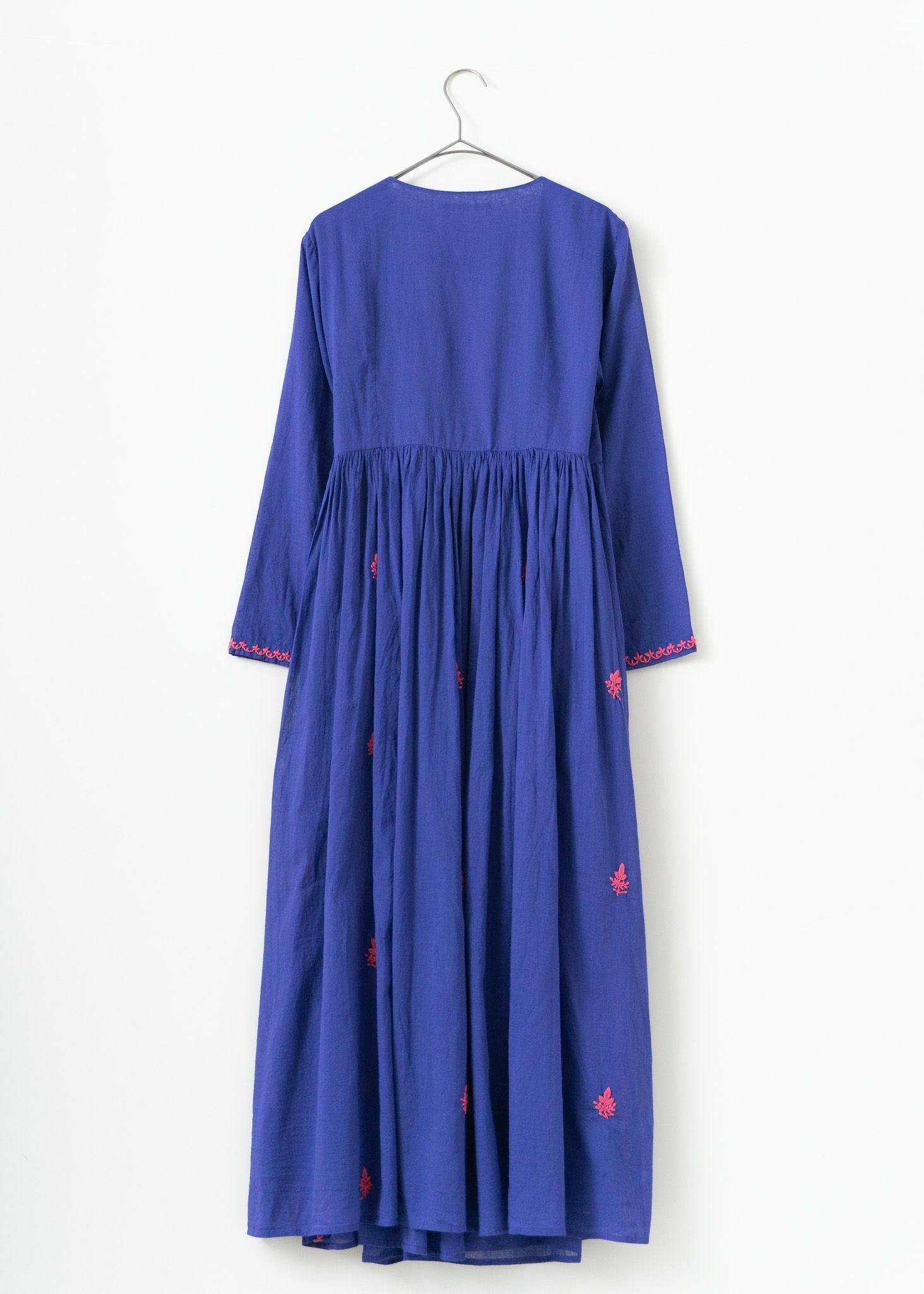 Cotton Chikan Embroidery Crossover Gown Blue