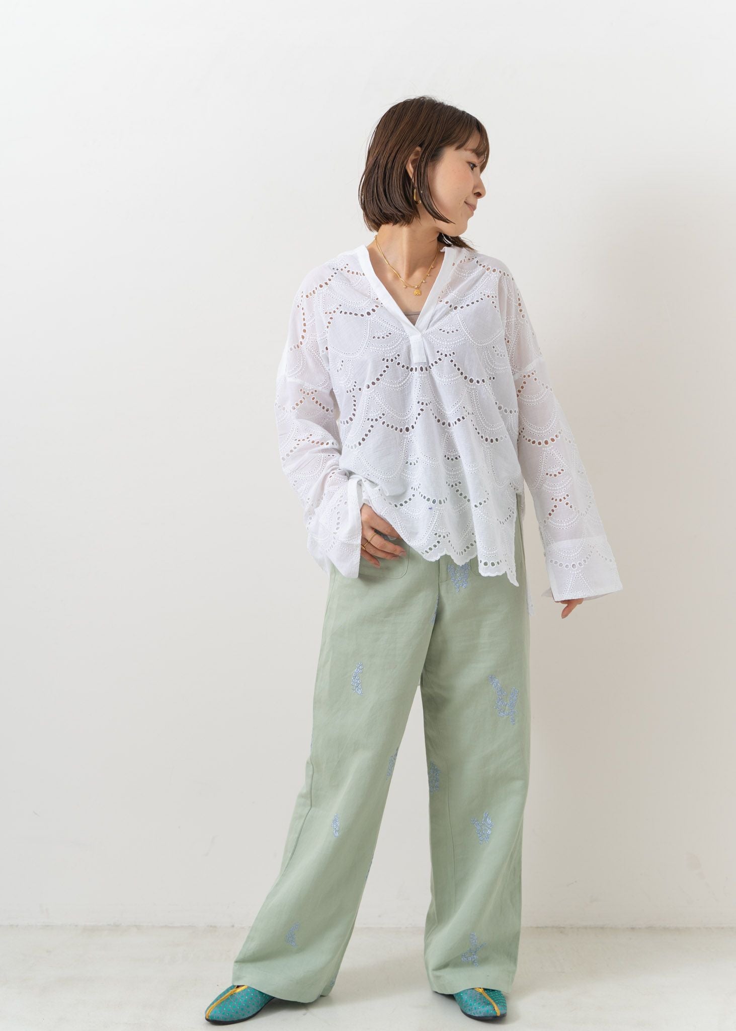 Discontinued Cotton Voile Dot Hemla Blouse