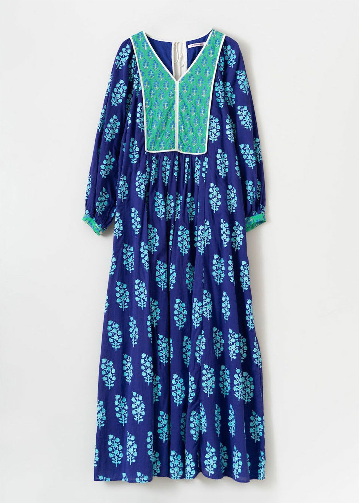 Cotton Voile Ethnic Combination Print Gather Dress
