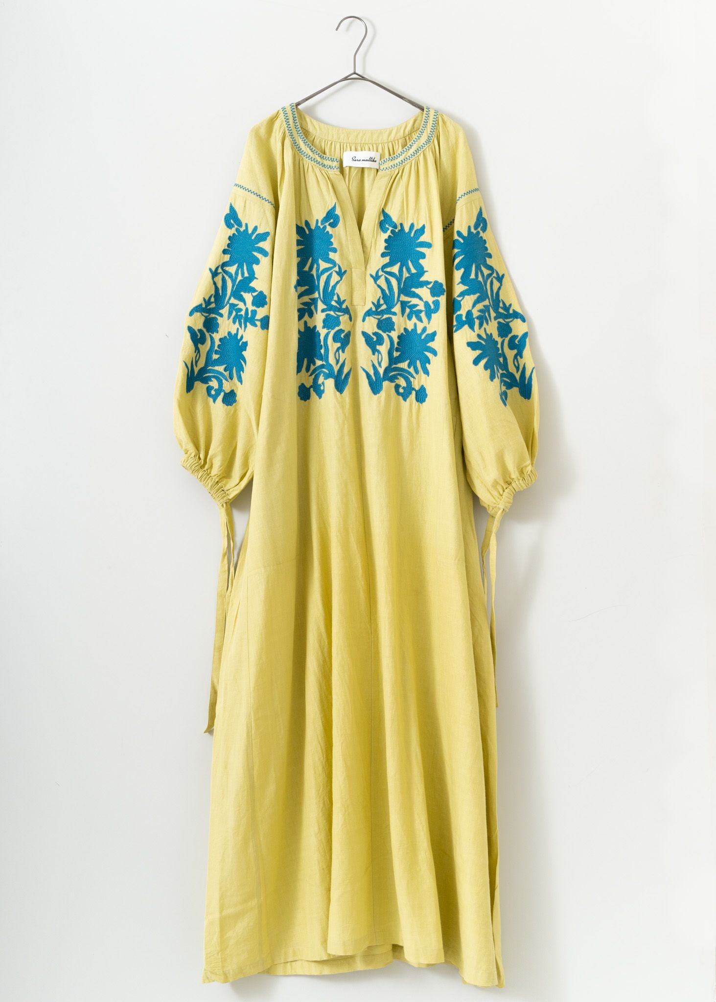 Cotton Linen Big Flower Embroidery Dress