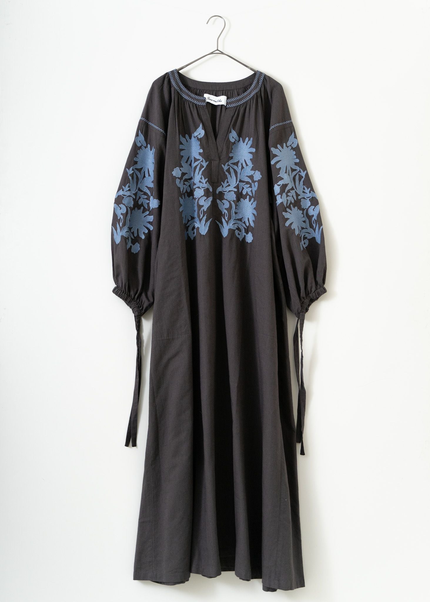 Cotton Linen Big Flower Embroidery Dress