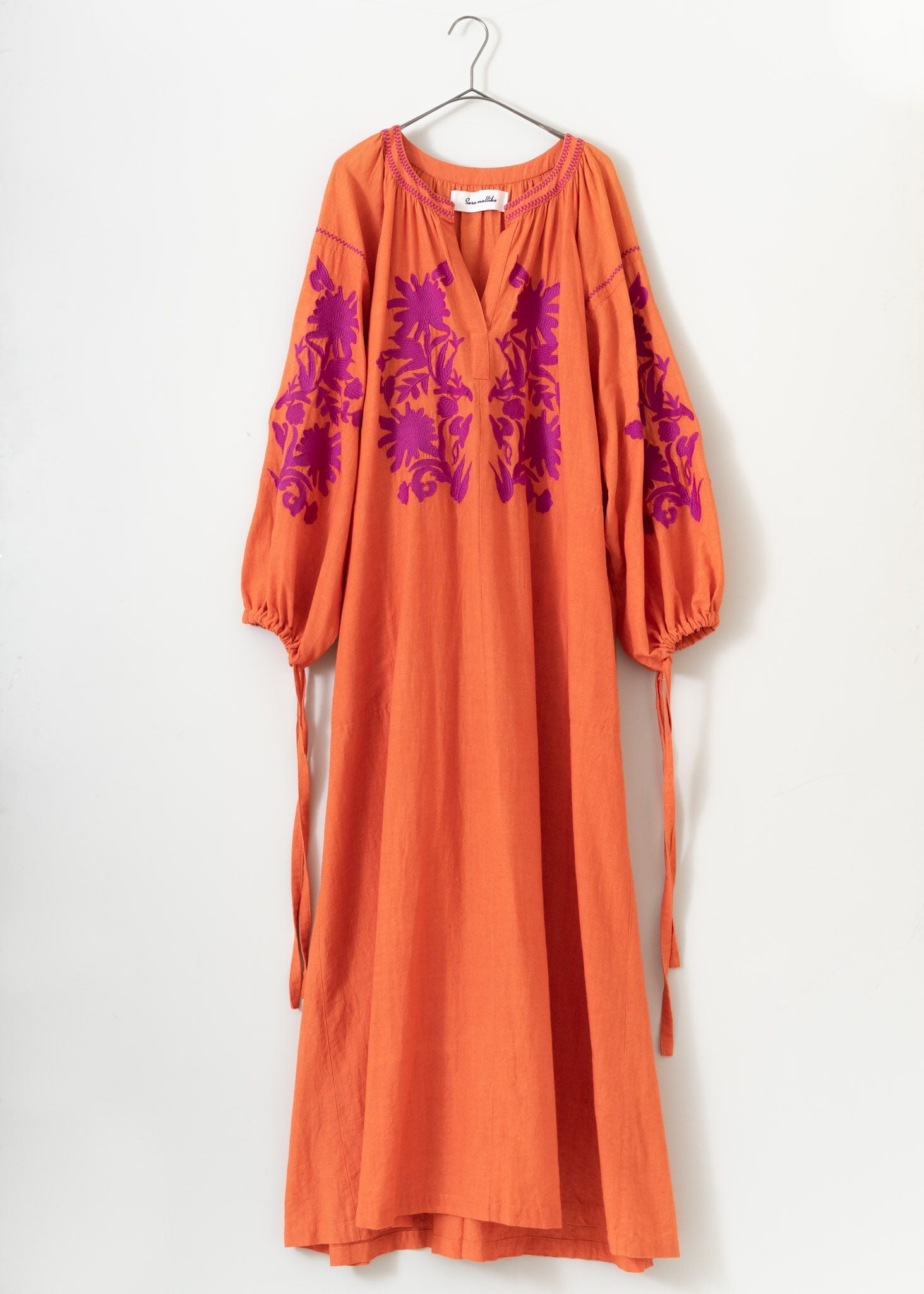 Cotton Linen Big Flower Embroidery Dress