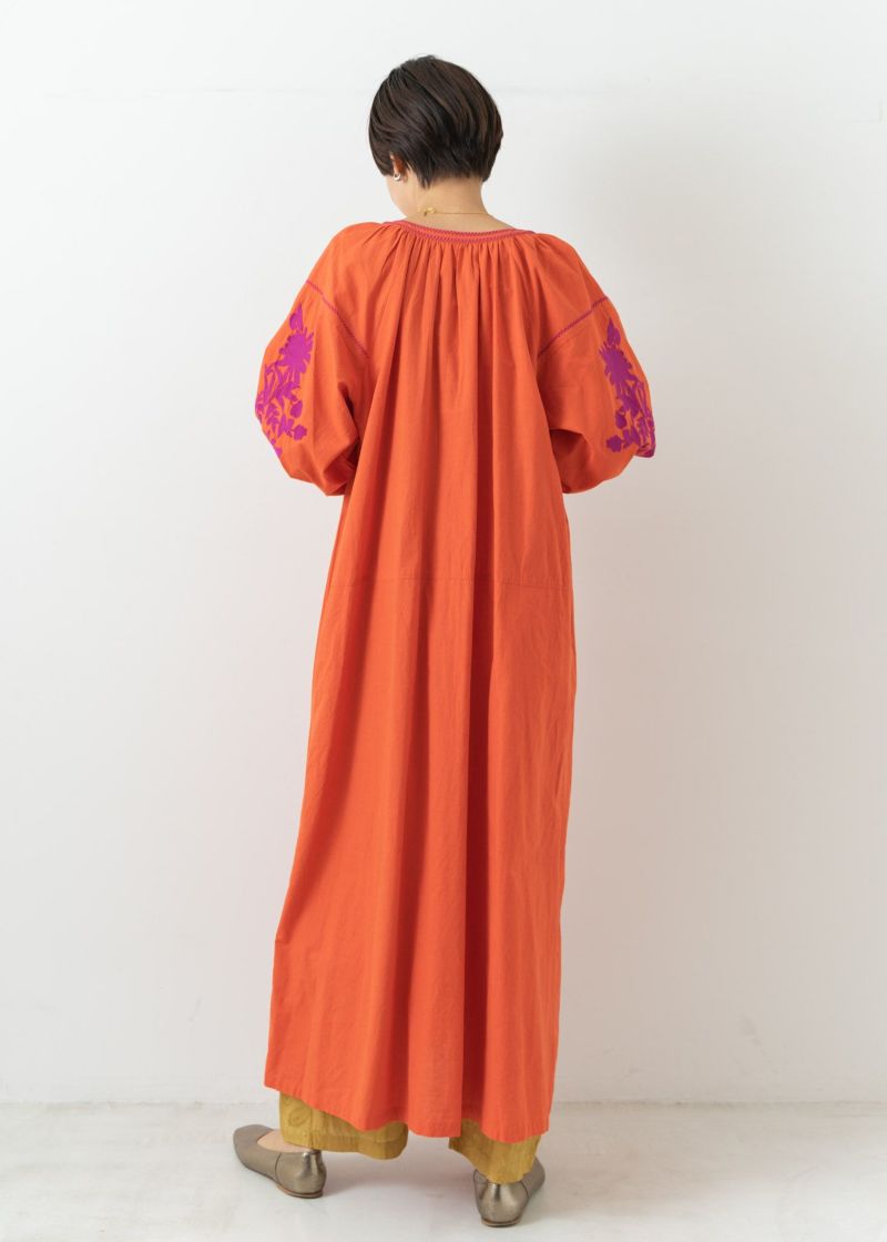 Cotton Linen Big Flower Embroidery Dress