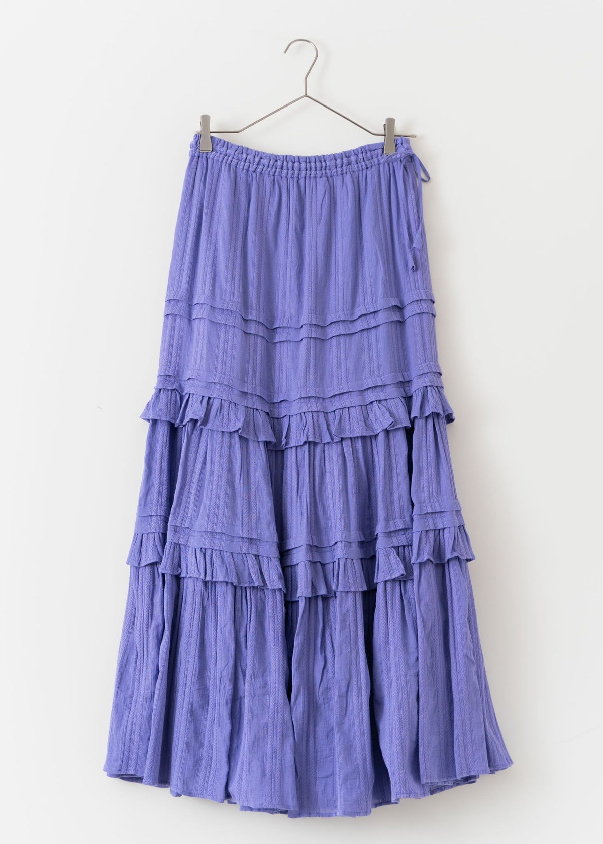 Cotton Stripe Jqd Frill Skirt