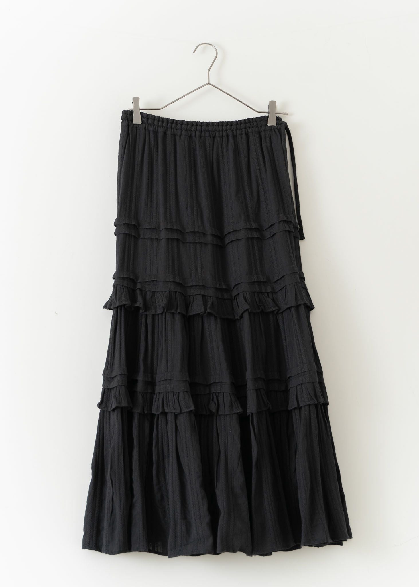Cotton Stripe Jqd Frill Skirt