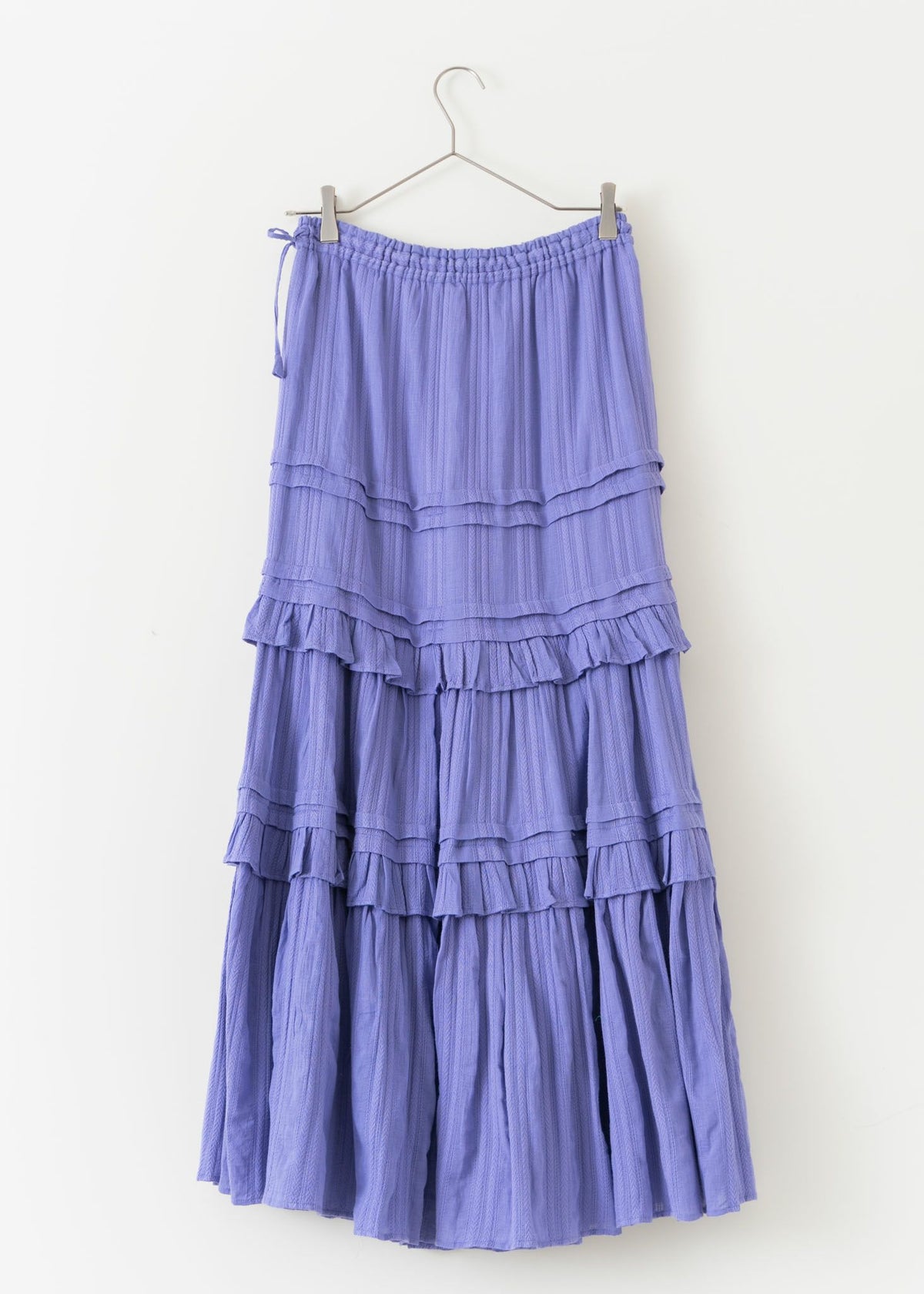Cotton Stripe Jqd Frill Skirt