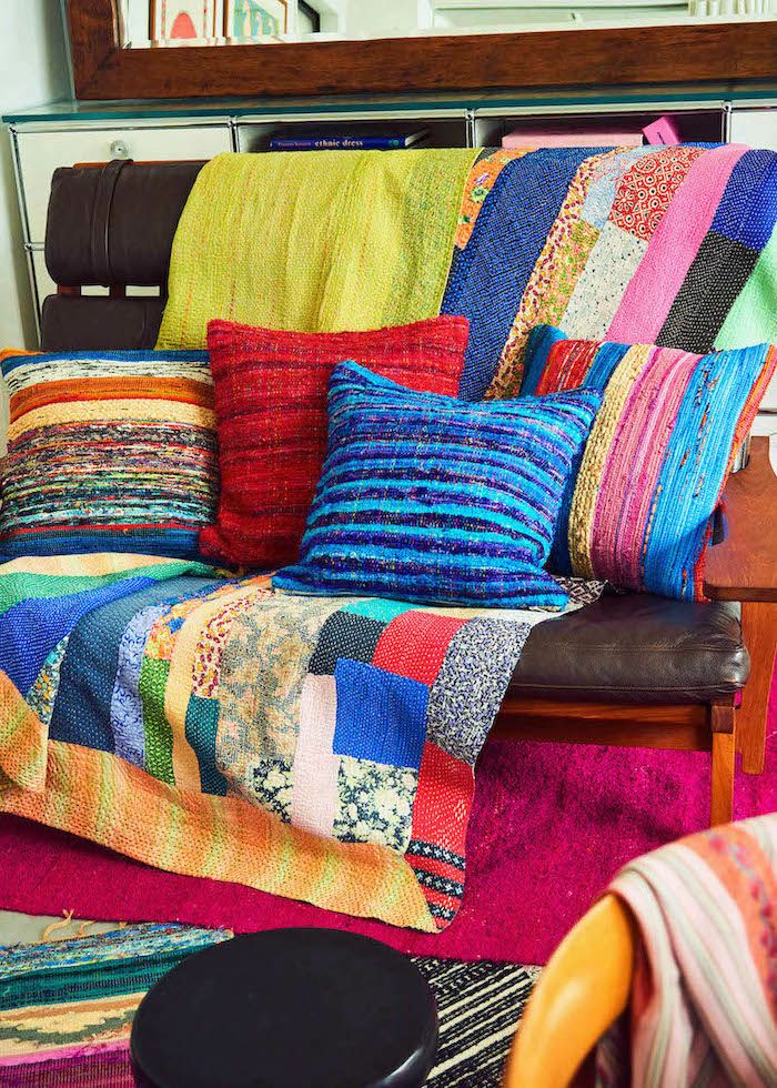 Cotton Silk Mix Chindi Cushion Cover