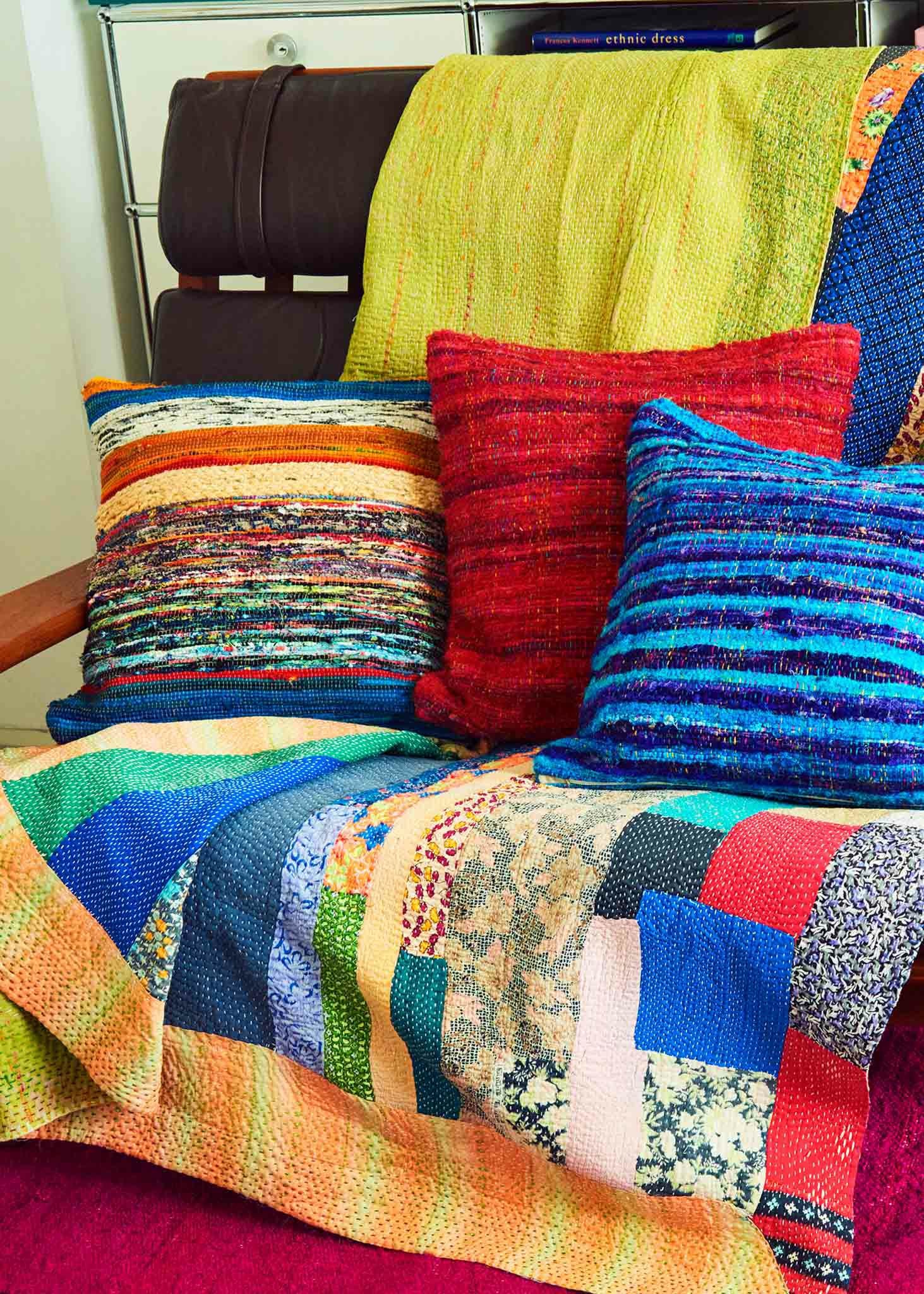 Cotton Silk Mix Chindi Cushion Cover