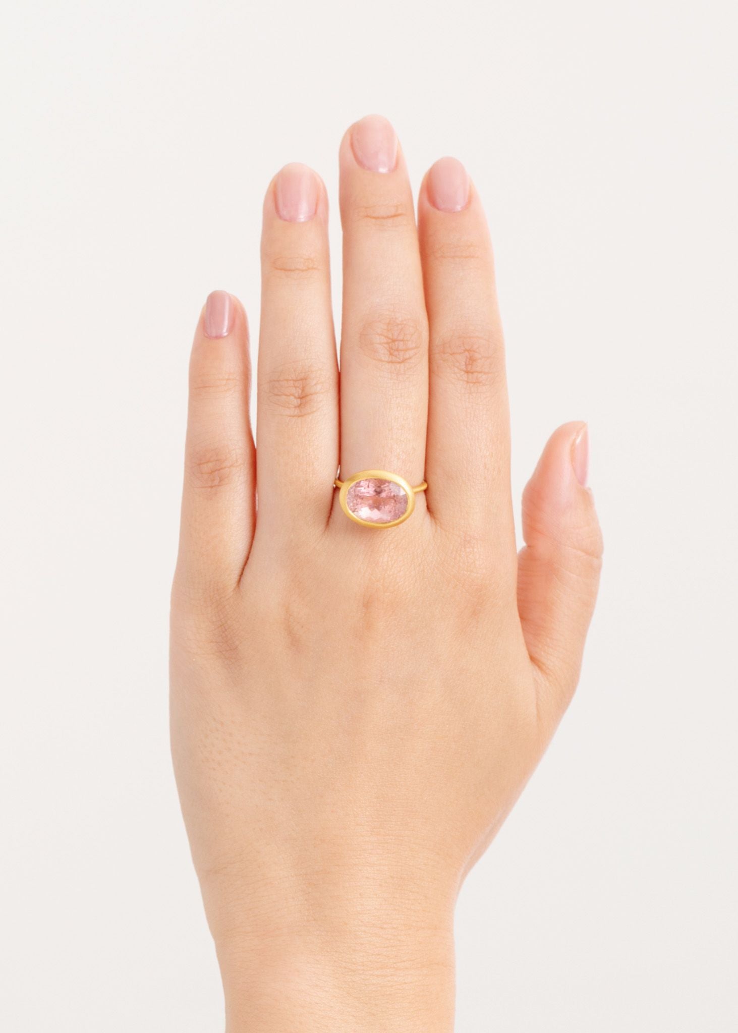Pink Tourmaline Oval Bezel Ring