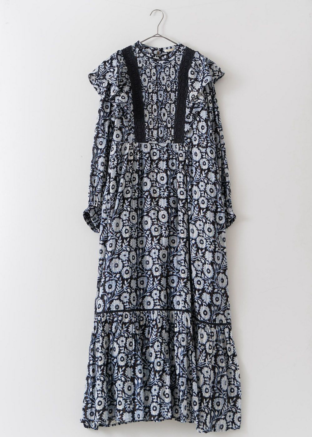 Cotton Lurex Stripe Flower Print Frill Dress | Pasand by ne 