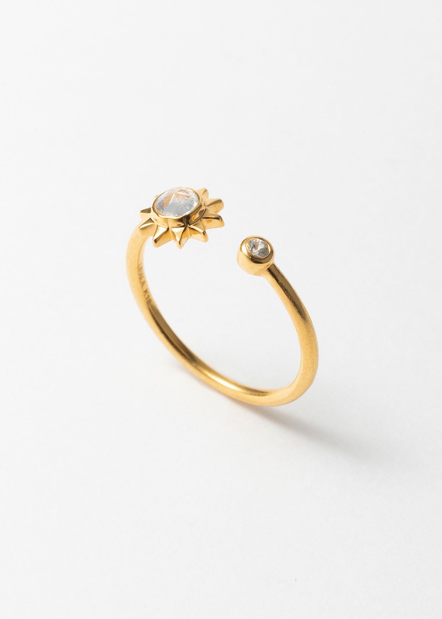 Sun Ring With Rainbow Moonstone & White Sapphire