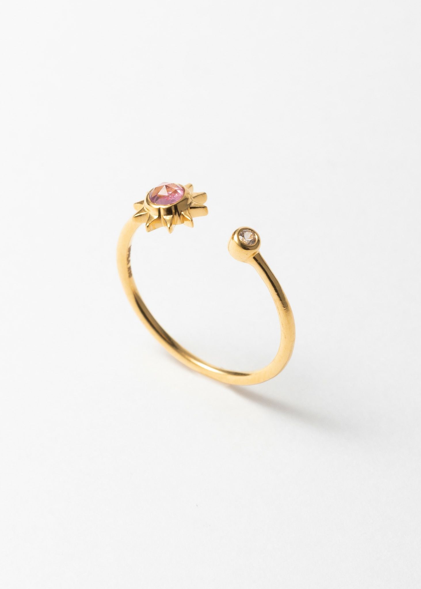 Sun Ring With Pink Tourmaline & White Sapphire