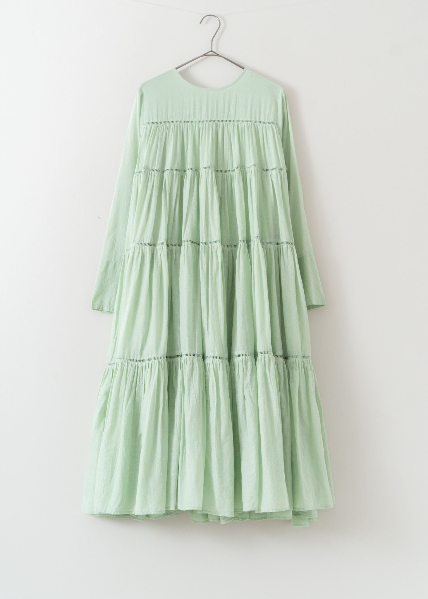 Cotton Voile Tiered Middle Length Dress Mint | Pasand by ne 
