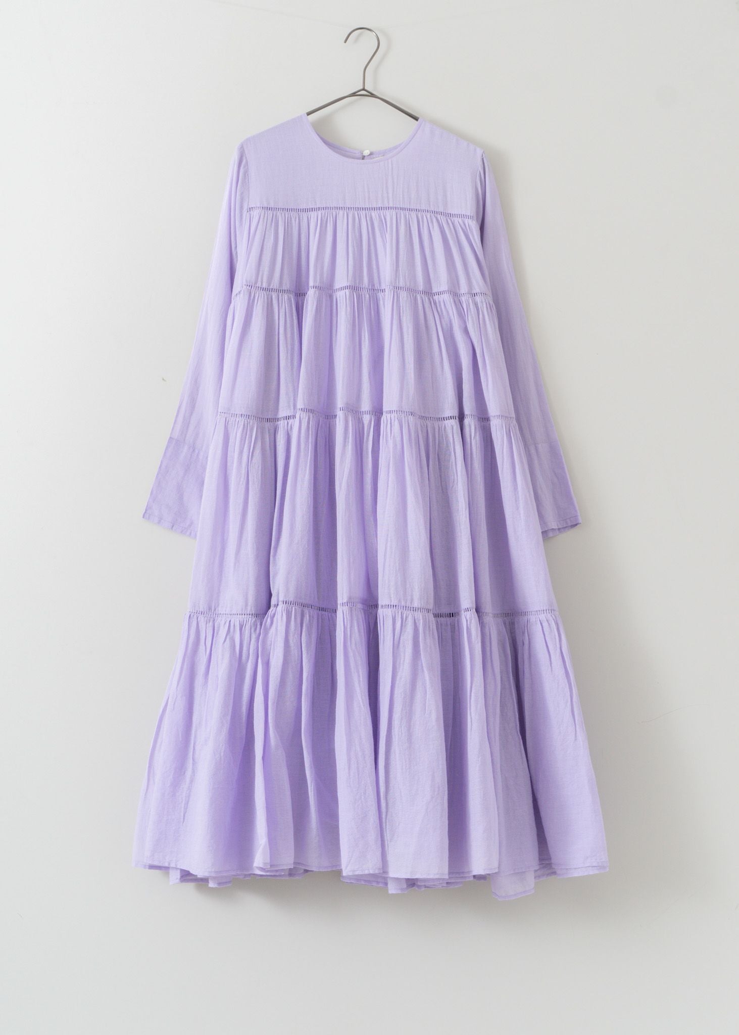 Cotton Voile Tiered Middle Length Dress