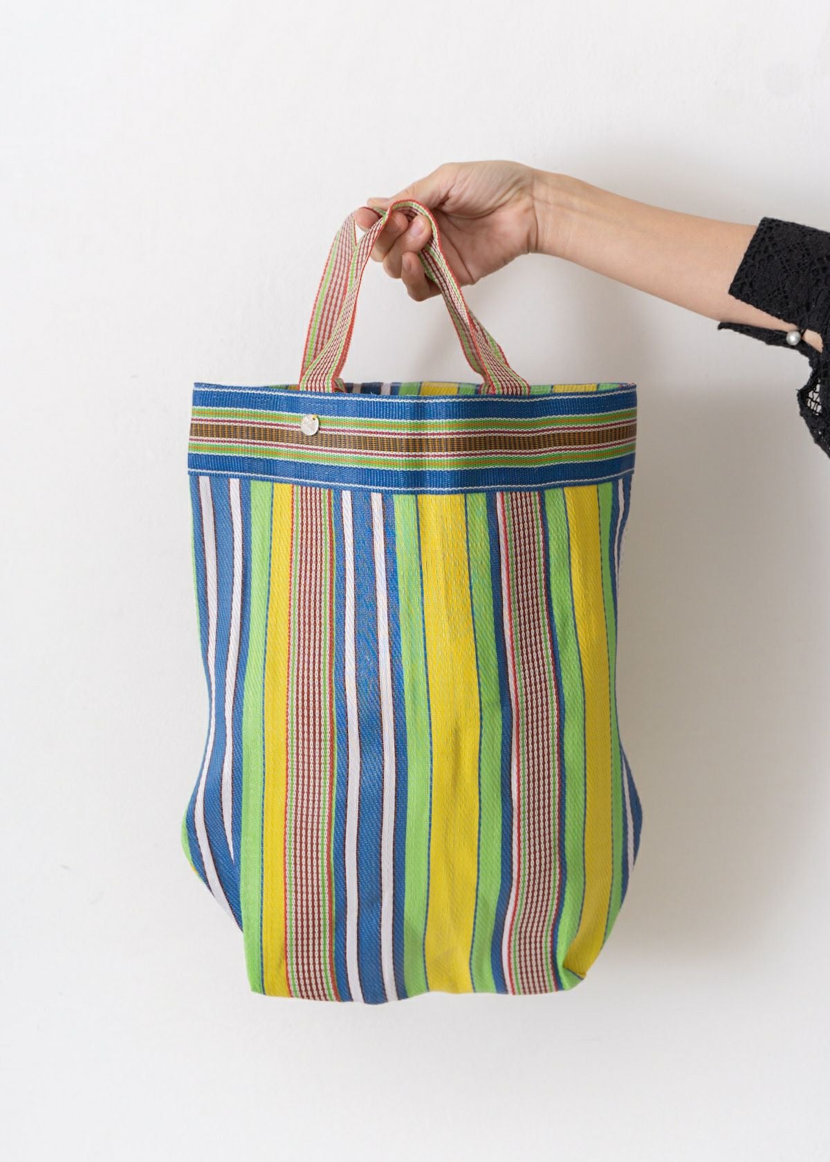 Multi Stripe Mesh Long Tote Bag