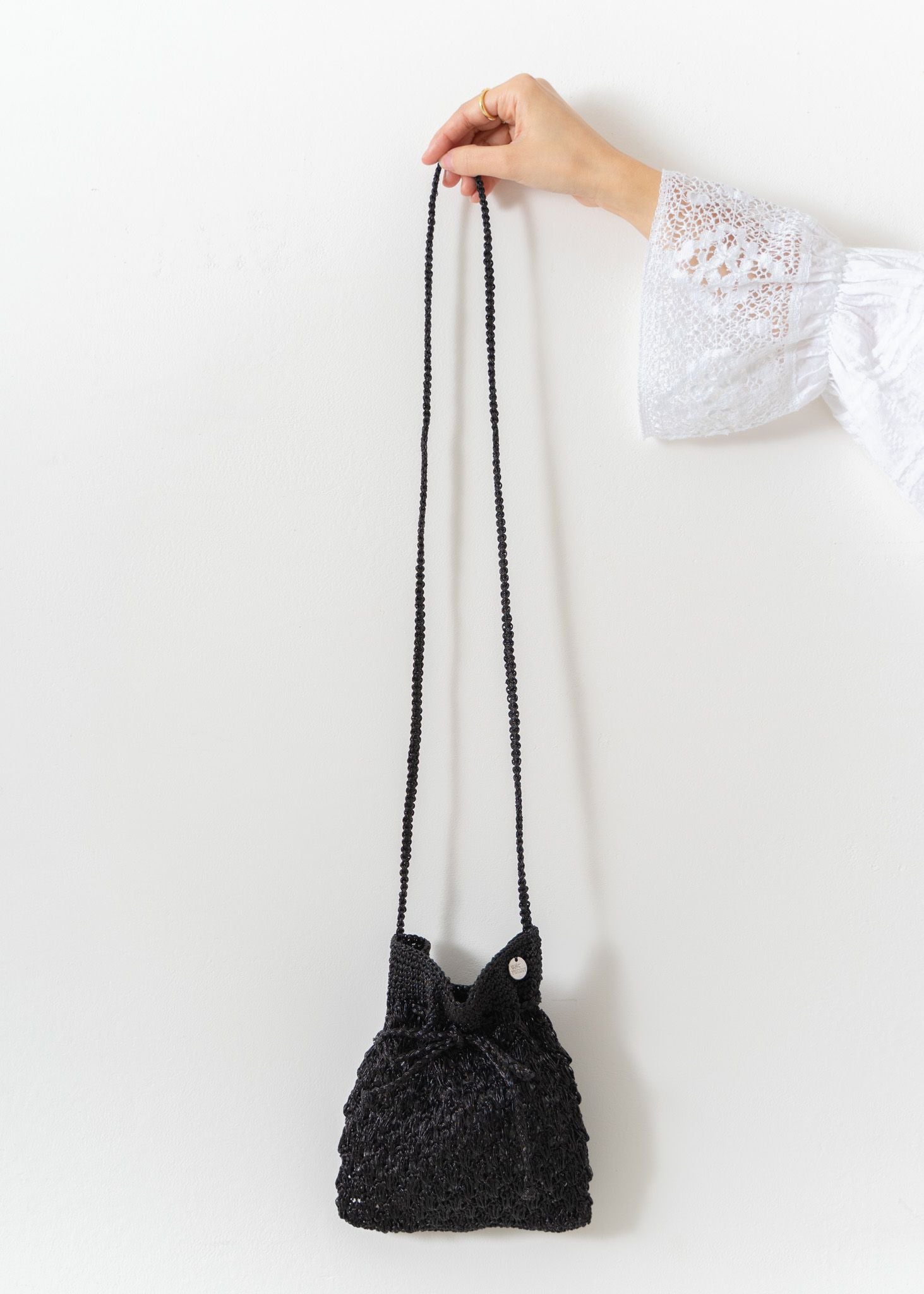 Metallic Macrame Sacoche Bag