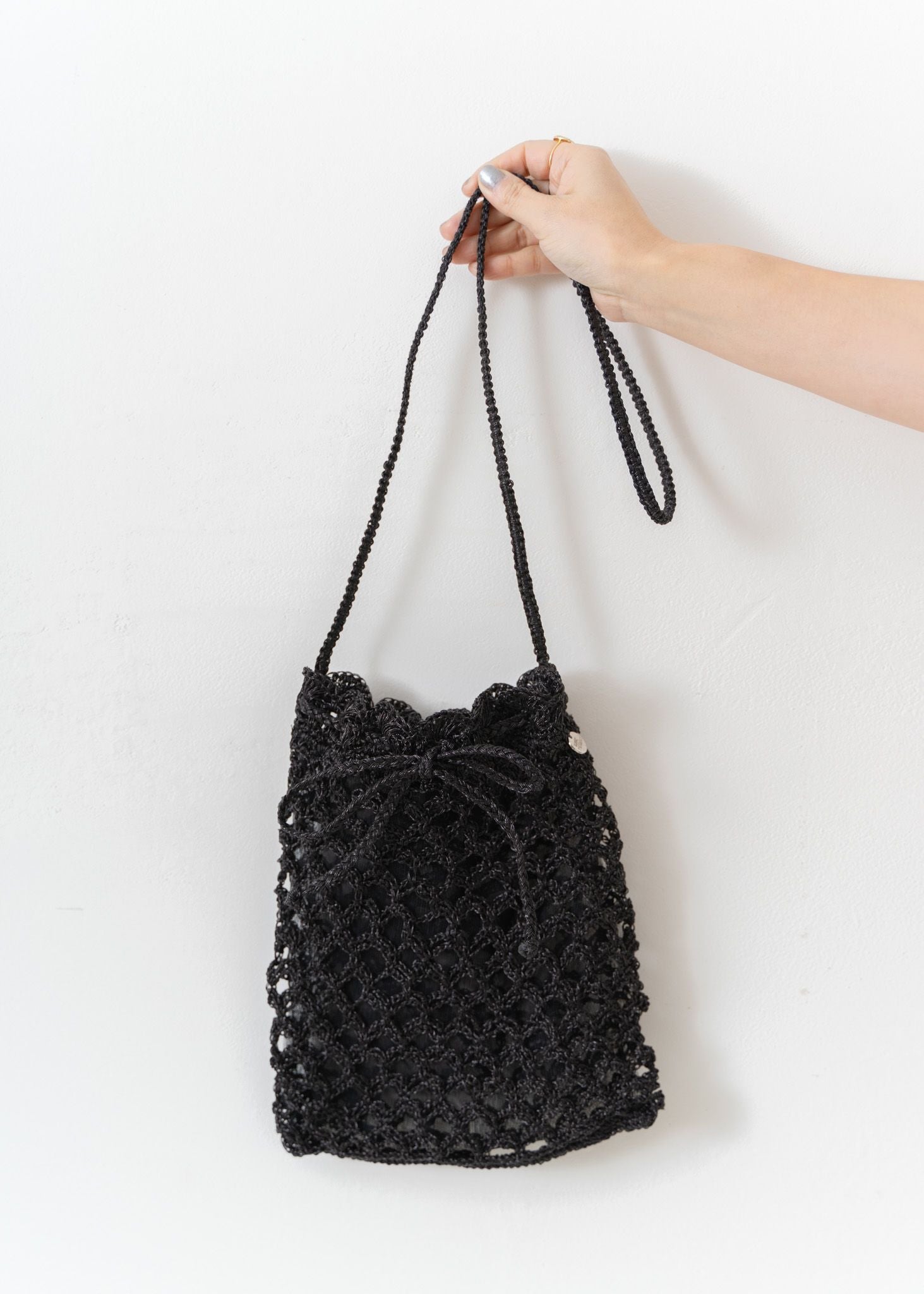 Metallic Macrame Shoulder Bag