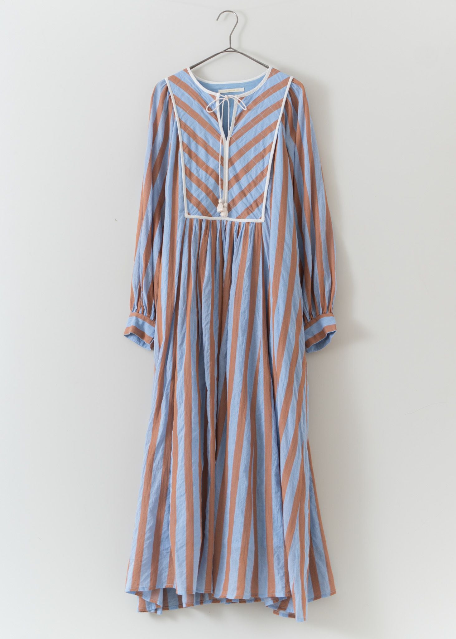 Cotton Voile Stripe Gather Dress