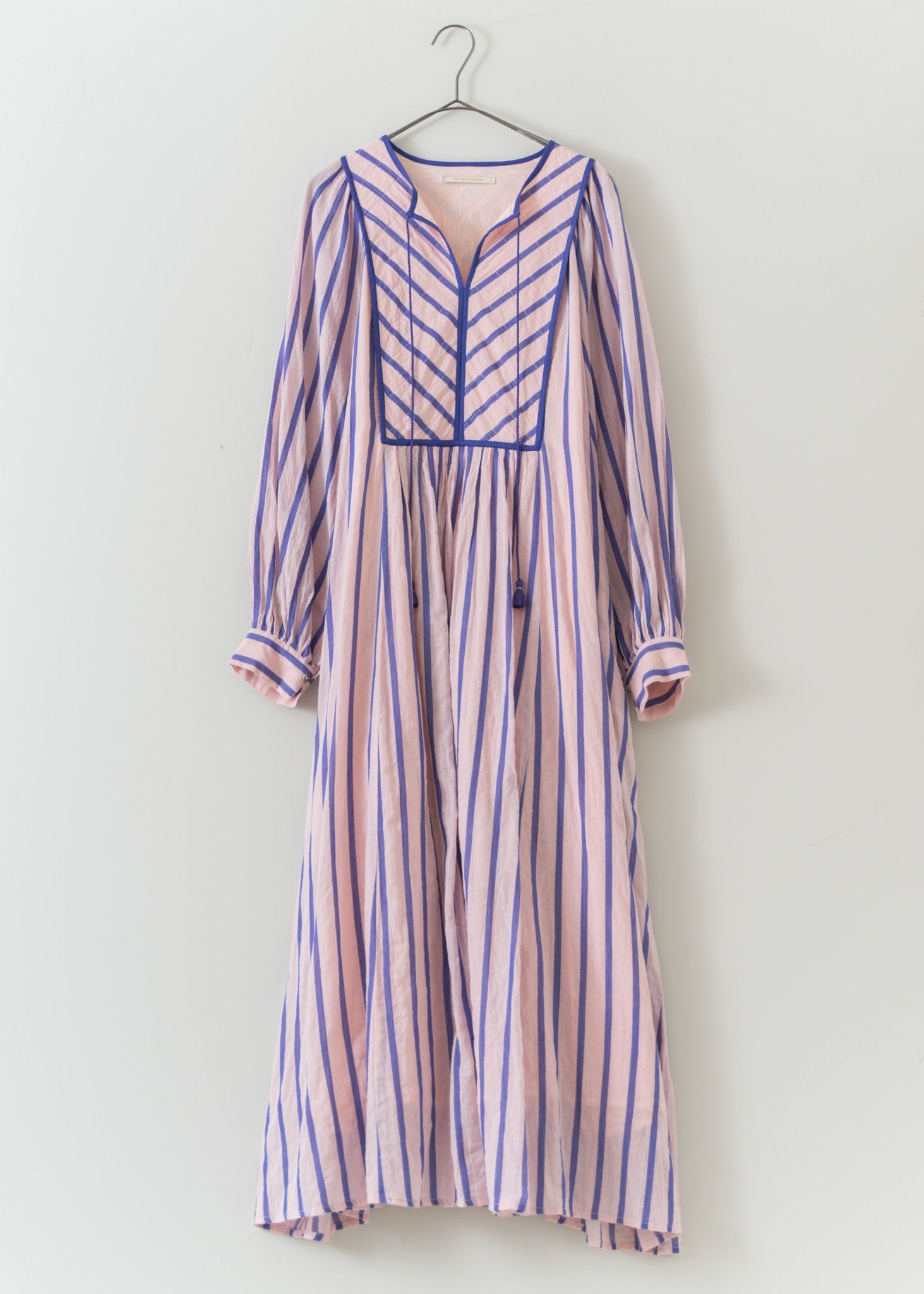 Cotton Voile Stripe Gather Dress