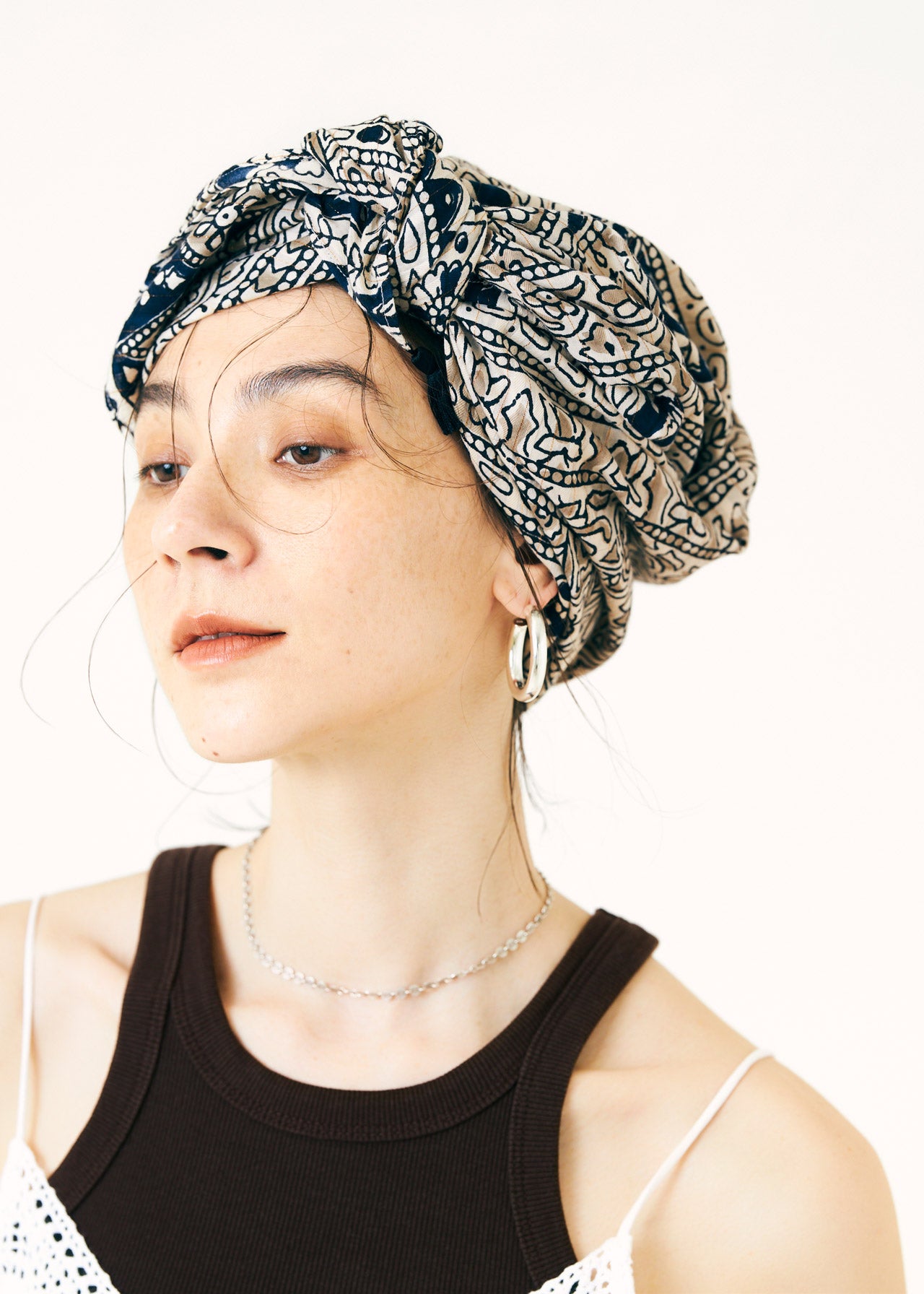 Cotton Lurex Border Print Scarf