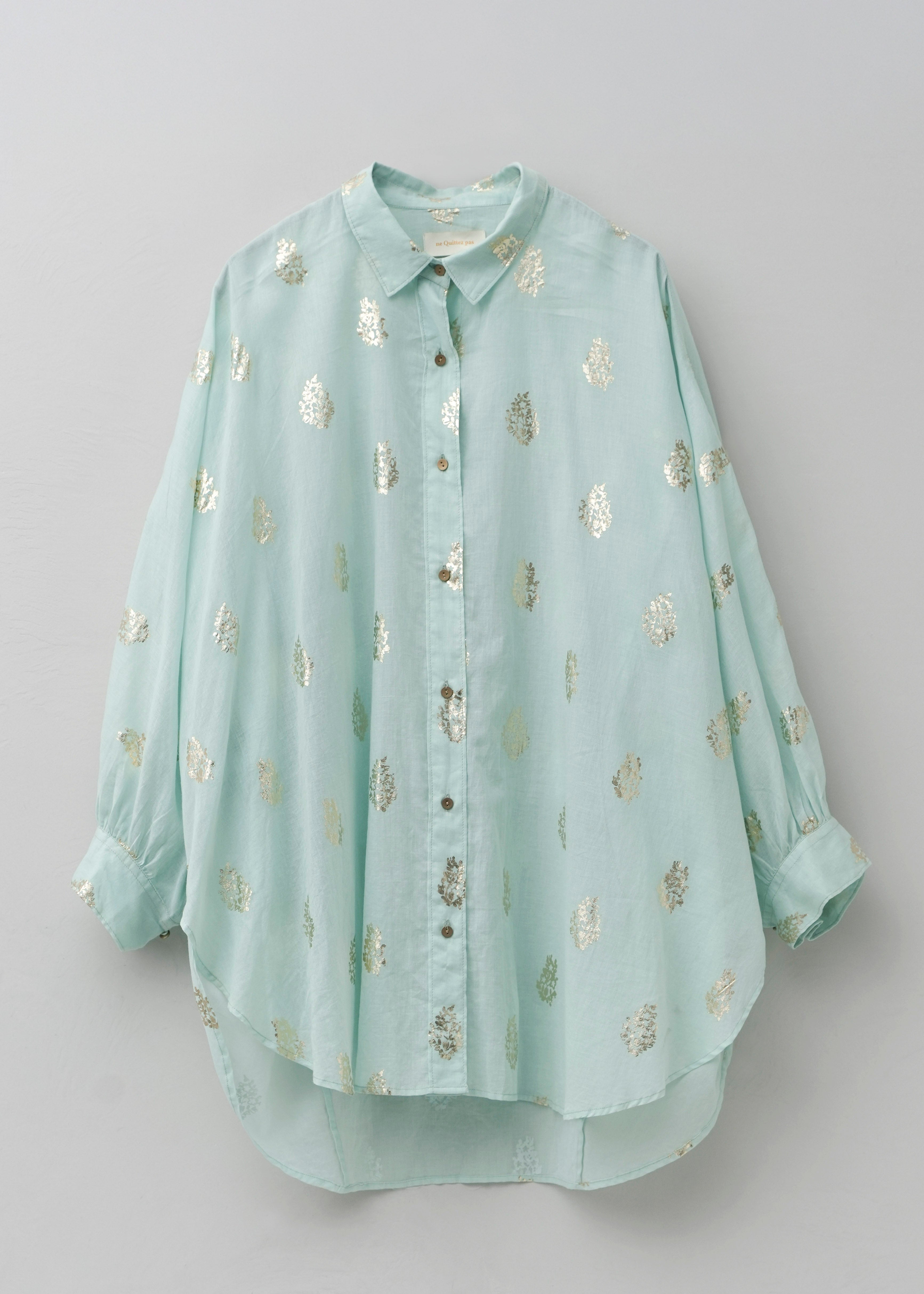 【7/22 10時発売】Cotton Voile Foil Flower Print Round Shirt