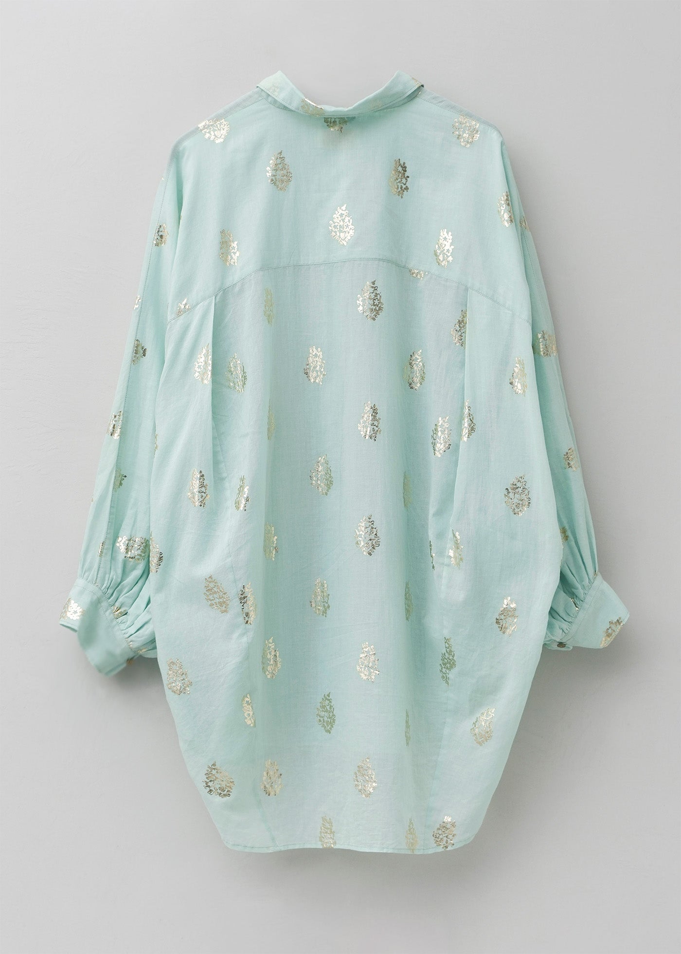 Cotton Voile Foil Flower Print Round Shirt