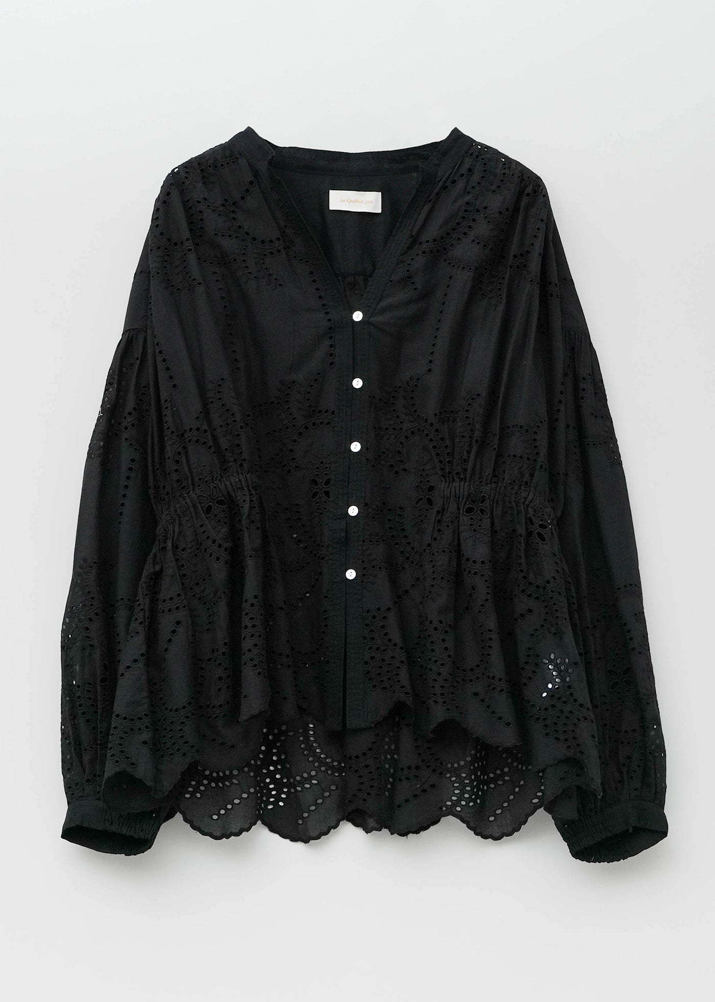 Cotton Voile Lupine Cifre Gather Blouse
