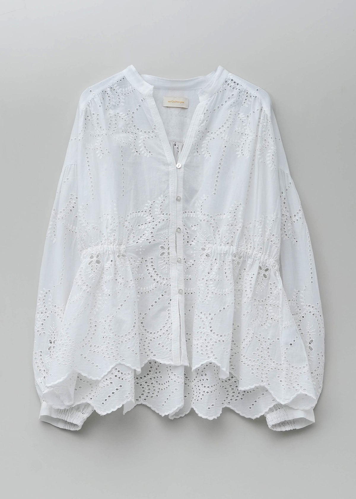 Cotton Voile Lupine Cifre Gather Blouse | Pasand by ne Quittez pas 