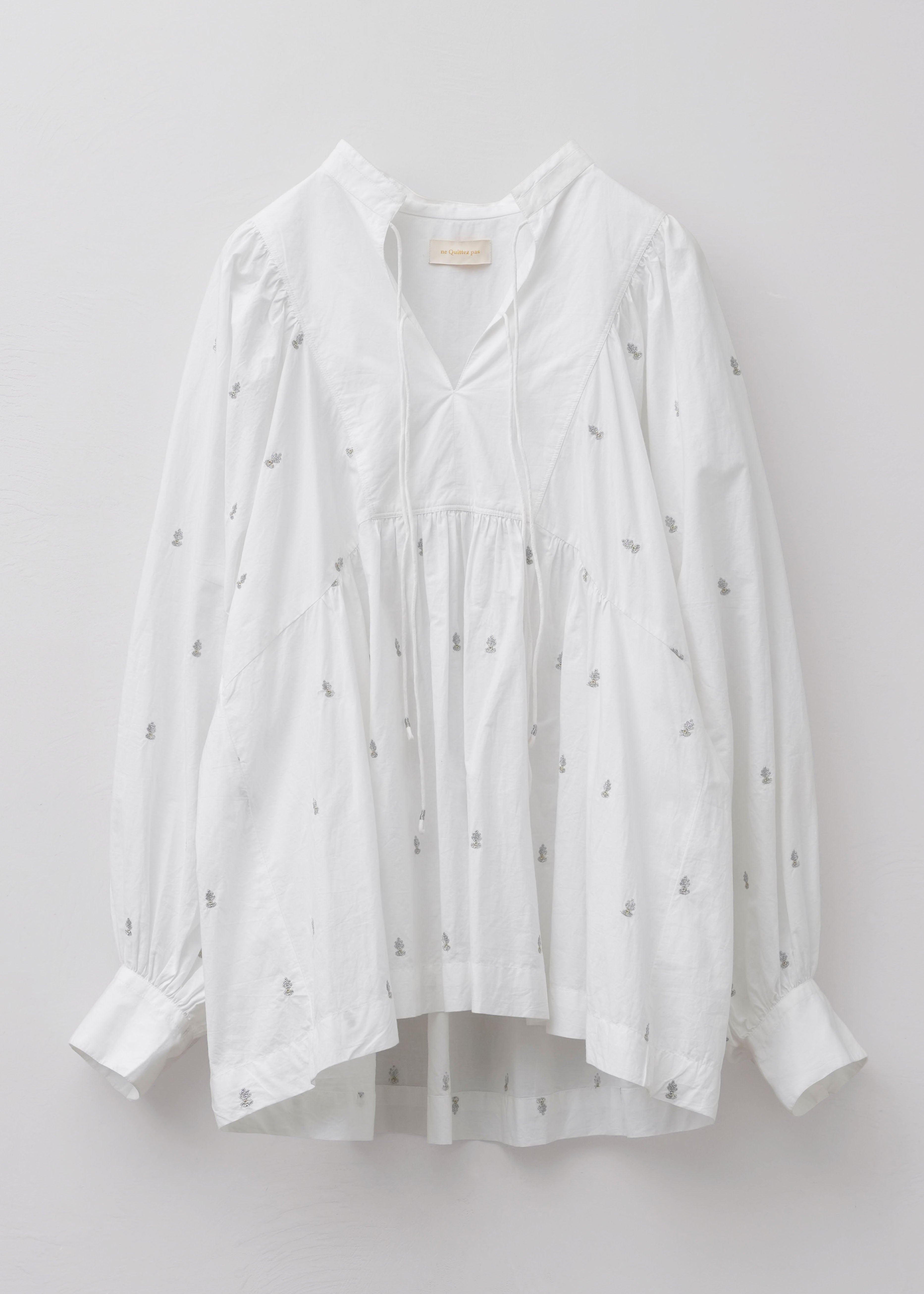 【9/2 10時発売】Fine Poplin Bindi Embroidery Gather Blouse