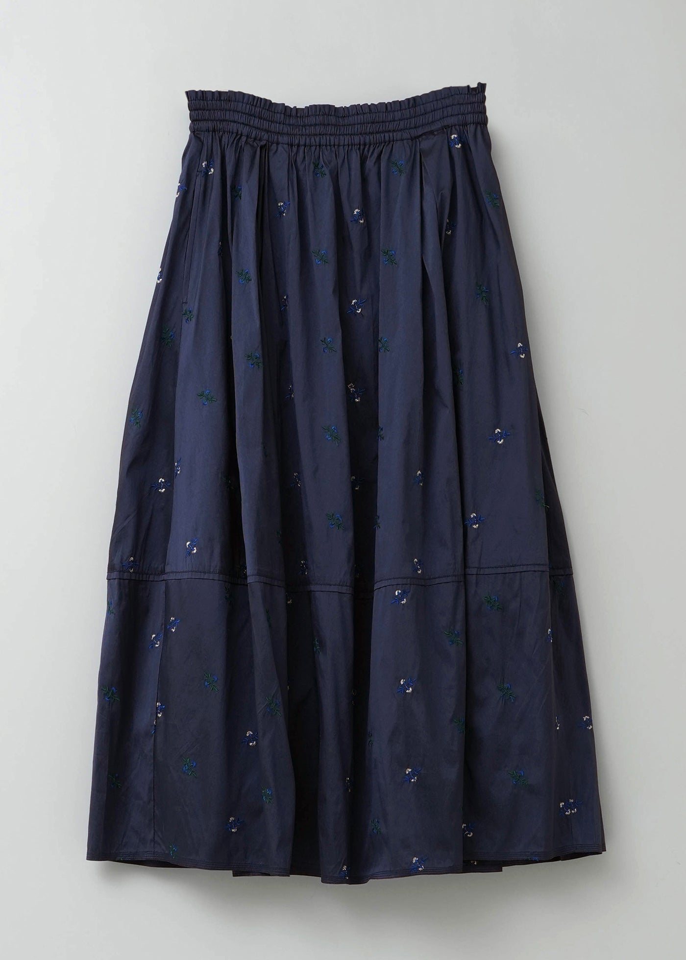 Poly Dupion Embroidery Tuck Gather Skirt