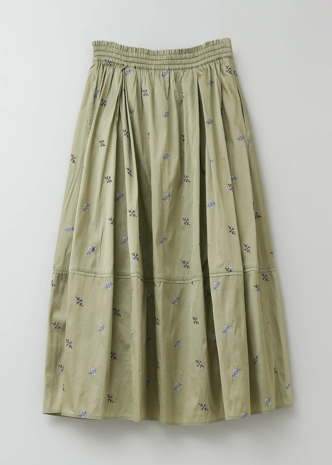 Poly Dupion Embroidery Tuck Gather Skirt