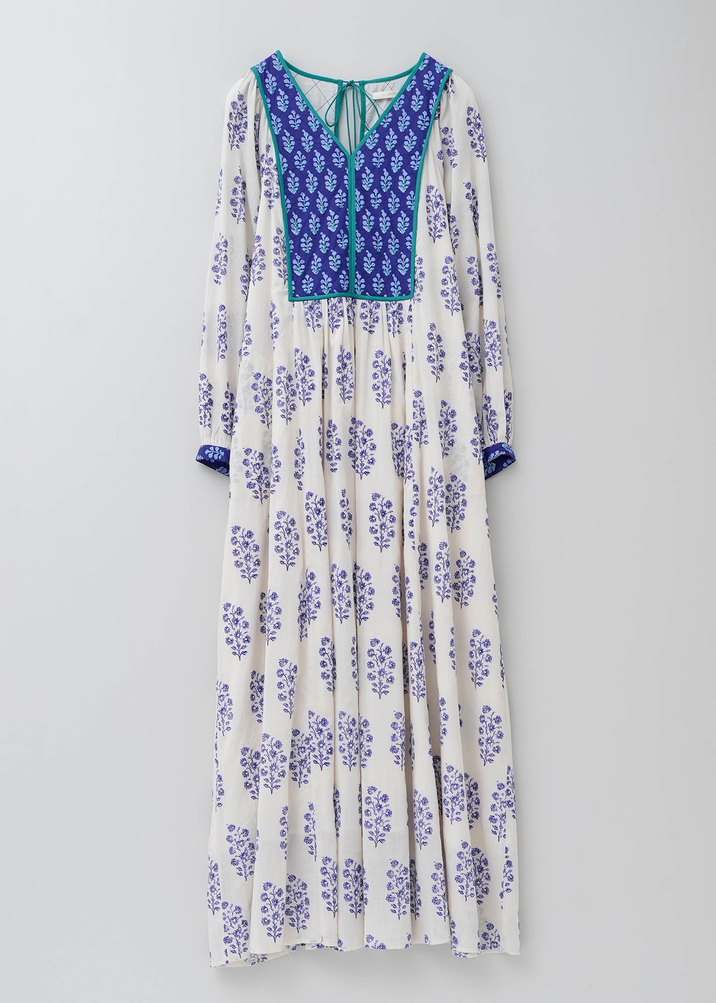 Cotton Voile Ethnic Combination Print Gather Dress