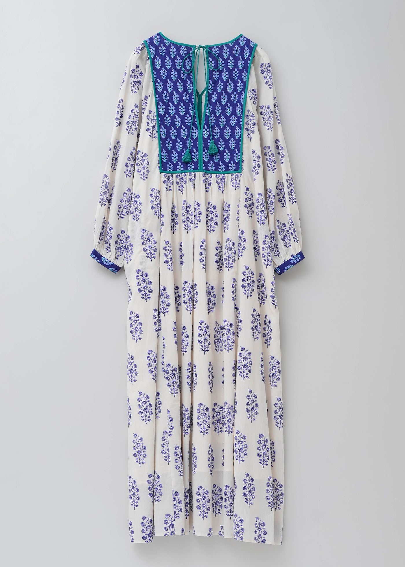 Cotton Voile Ethnic Combination Print Gather Dress