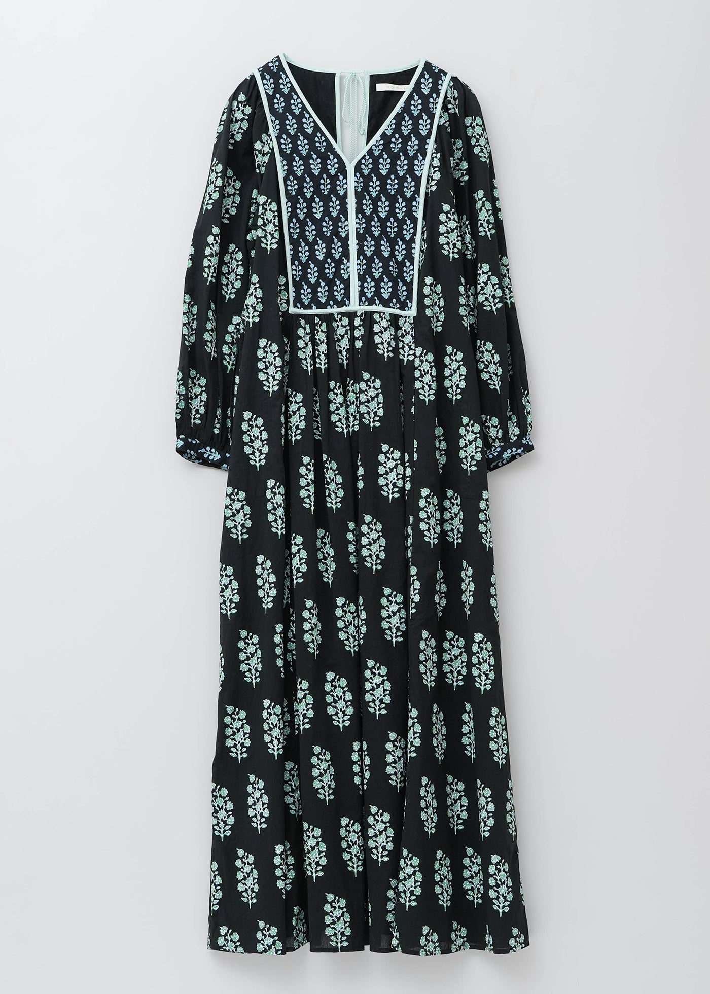 Cotton Voile Ethnic Combination Print Gather Dress