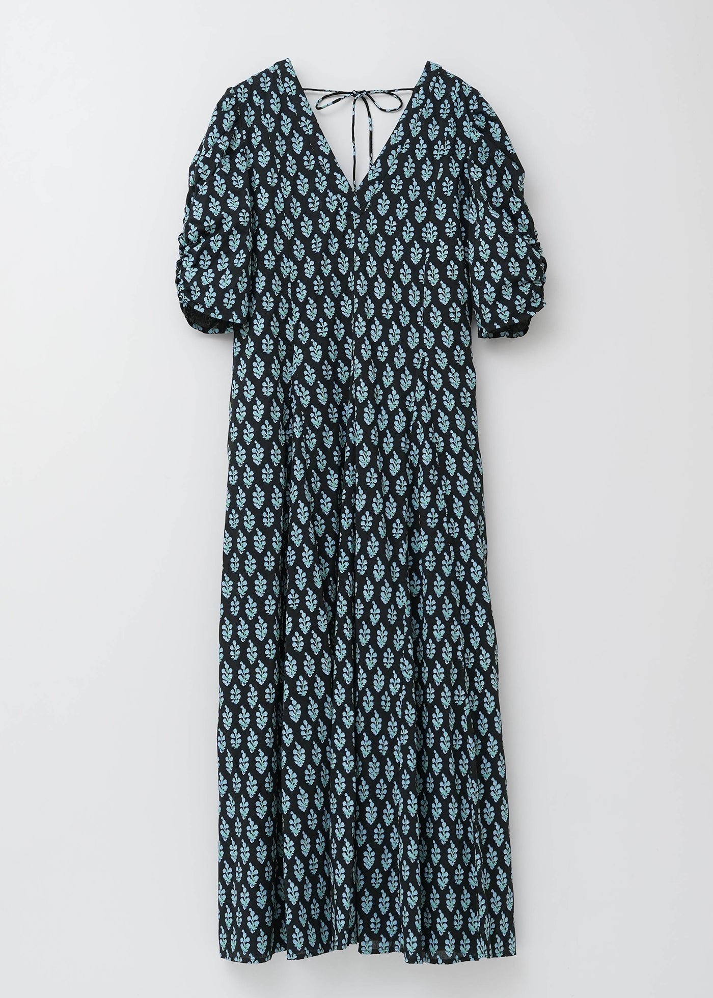 Cotton Voile Ethnic Print Gather Sleeve Dress