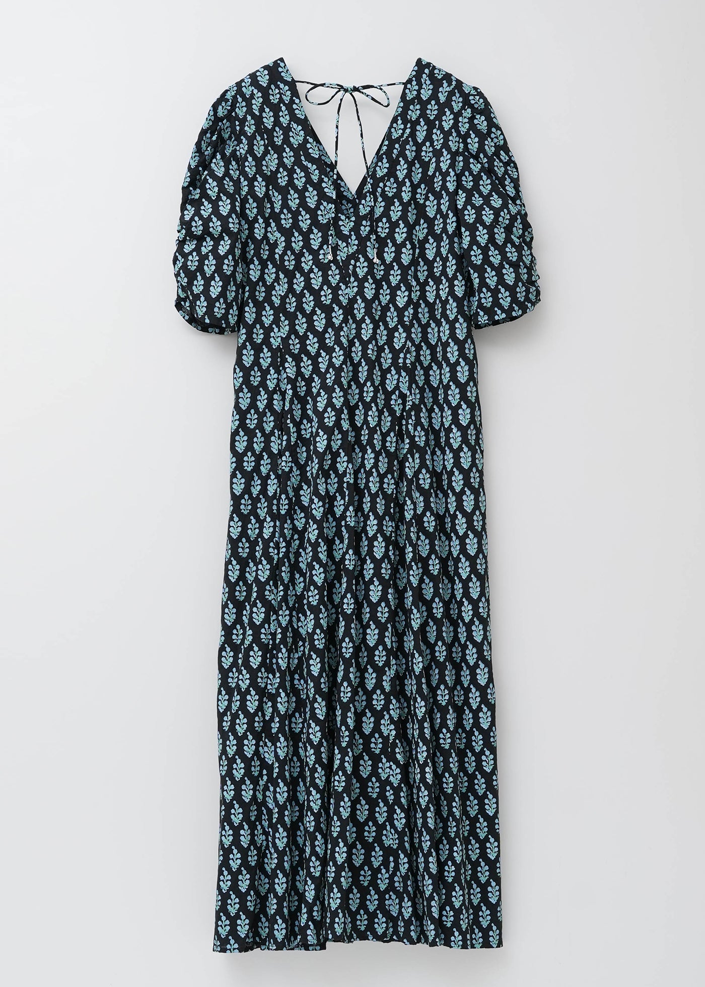 Cotton Voile Ethnic Print Gather Sleeve Dress