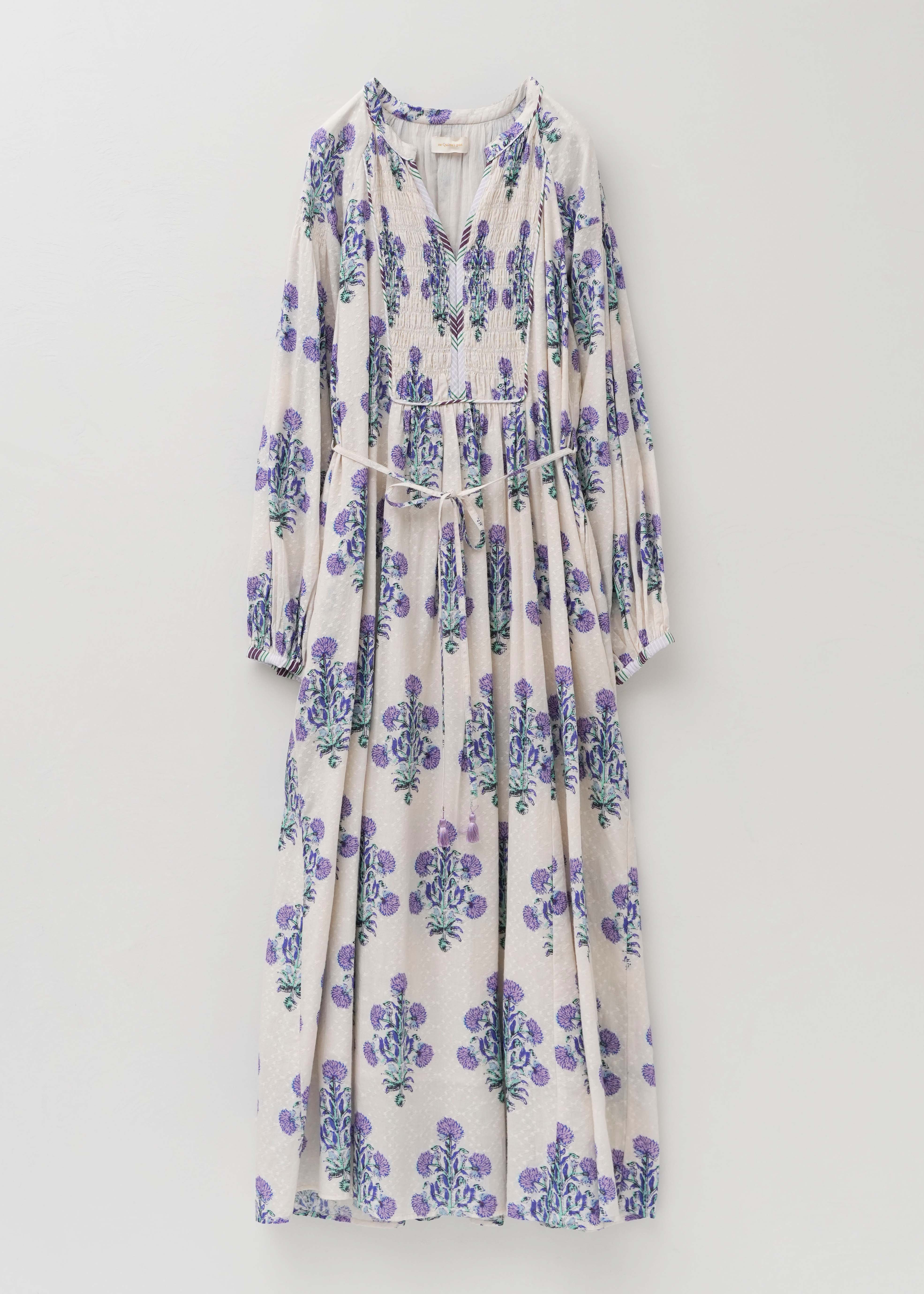 【8/5 10時発売】Cotton Jacquard Marigold Print Shirring Dress