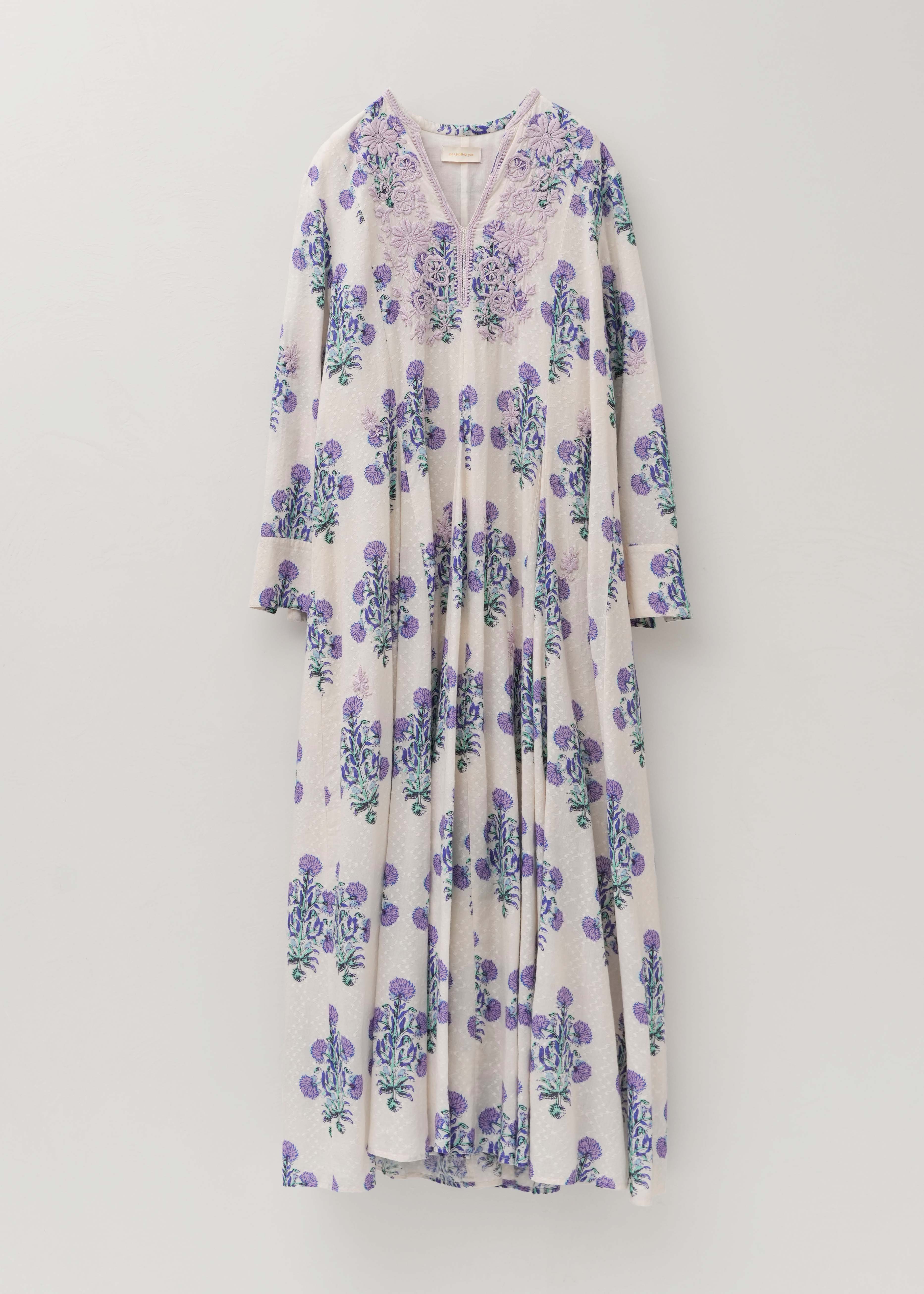 【9/2 10時発売】Cotton Jacquard Marigold Print Chikan Embroidery Dress