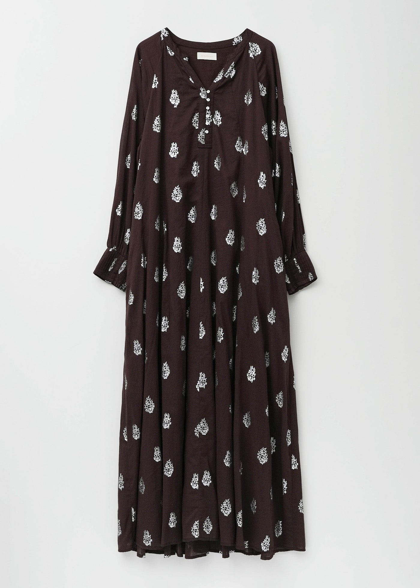 Cotton Voile Foil Flower Print Sleeve Dress