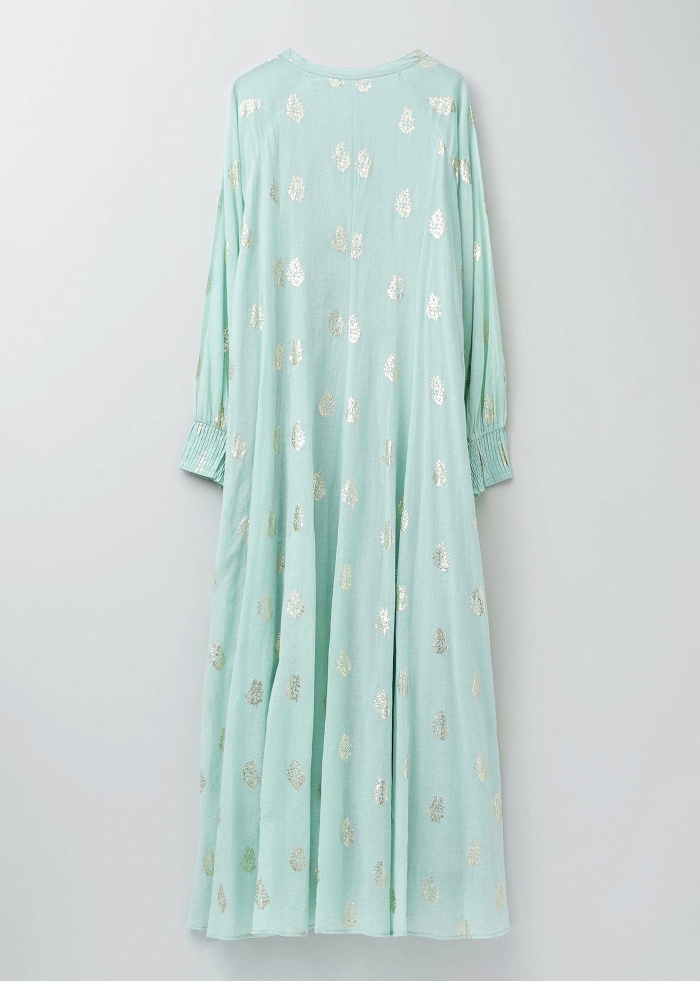 Cotton Voile Foil Flower Print Sleeve Dress