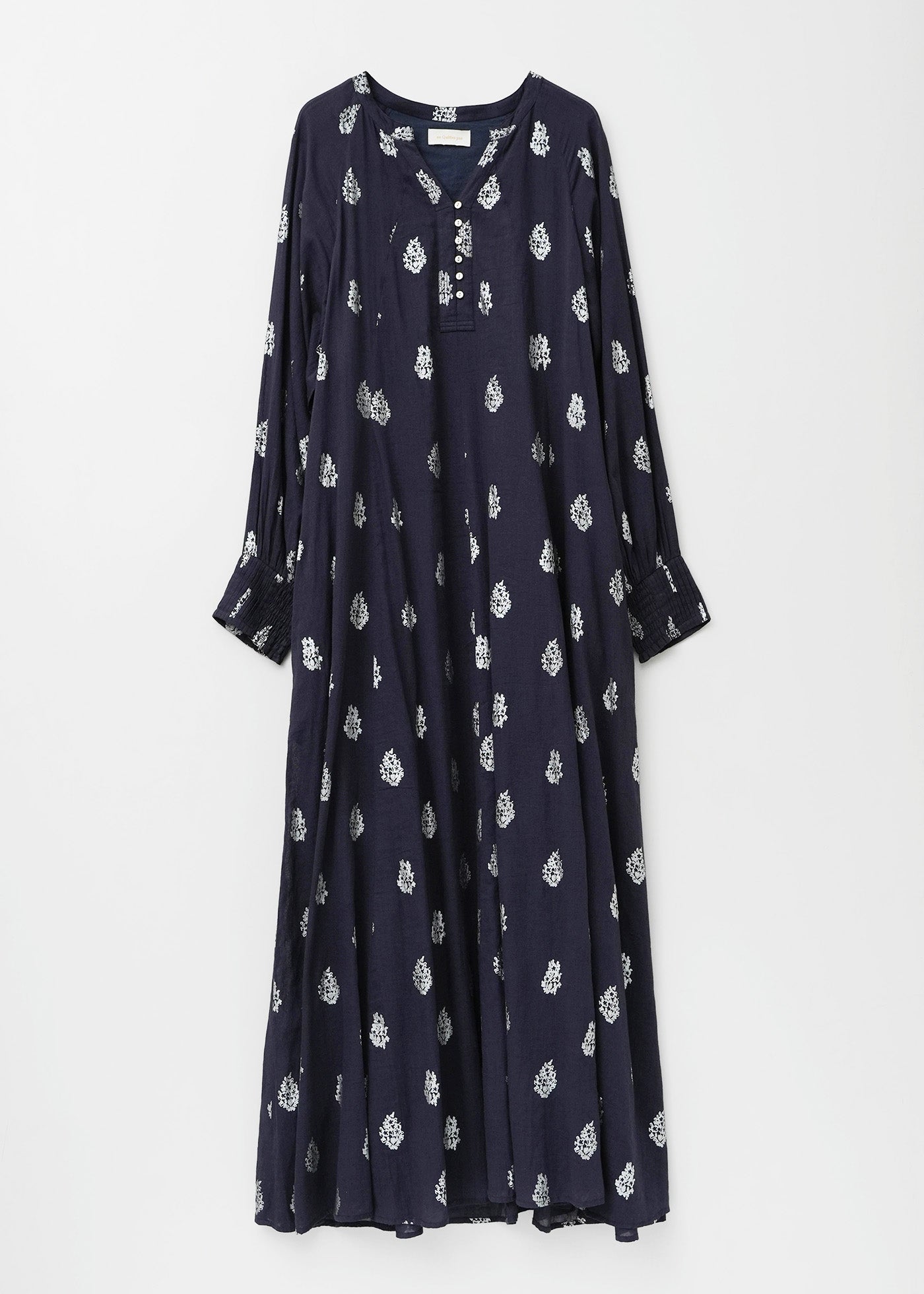 Cotton Voile Foil Flower Print Sleeve Dress