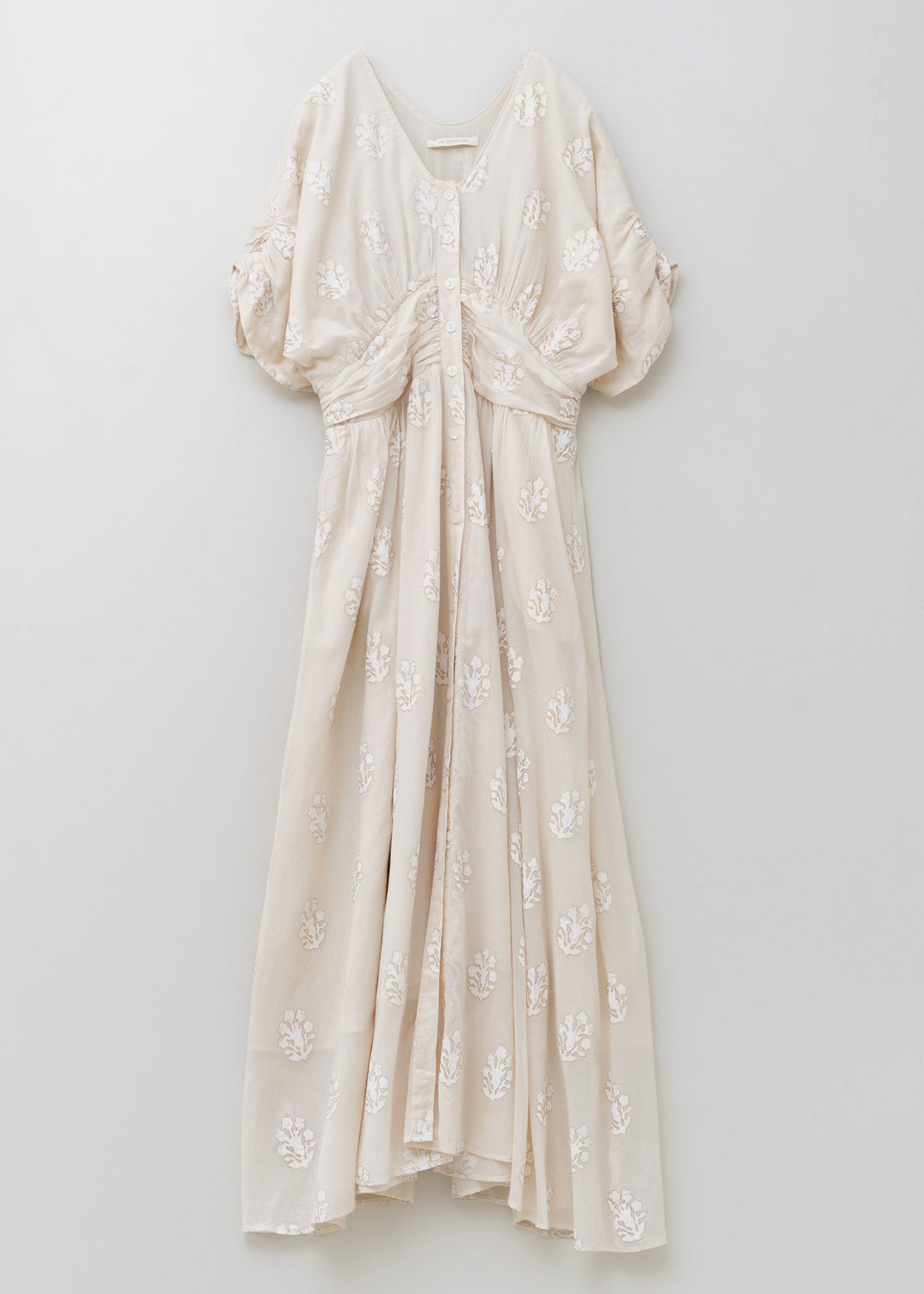 Cotton Voile Sedum Foil Print Waist Gather Dress