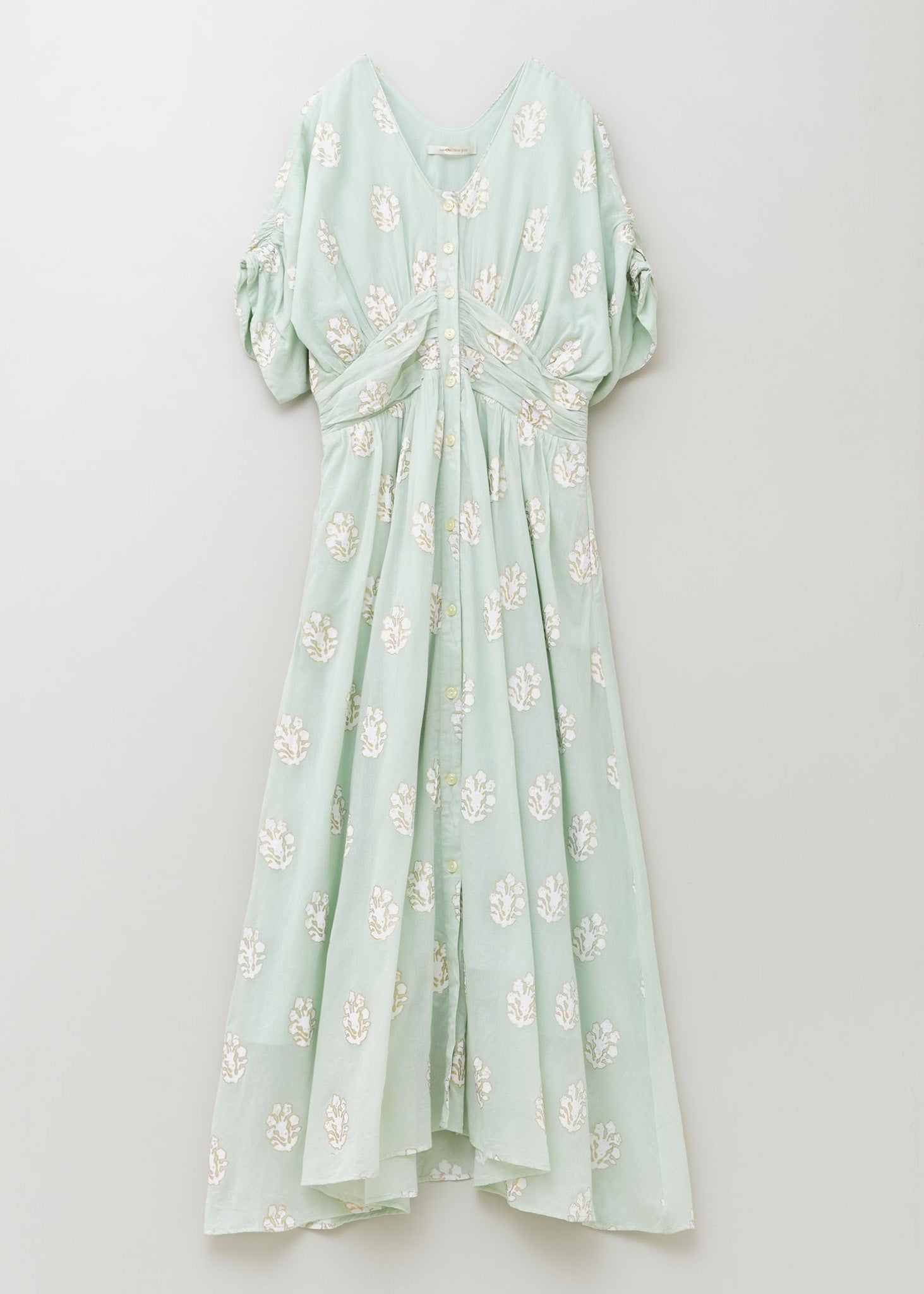 Cotton Voile Sedum Foil Print Waist Gather Dress