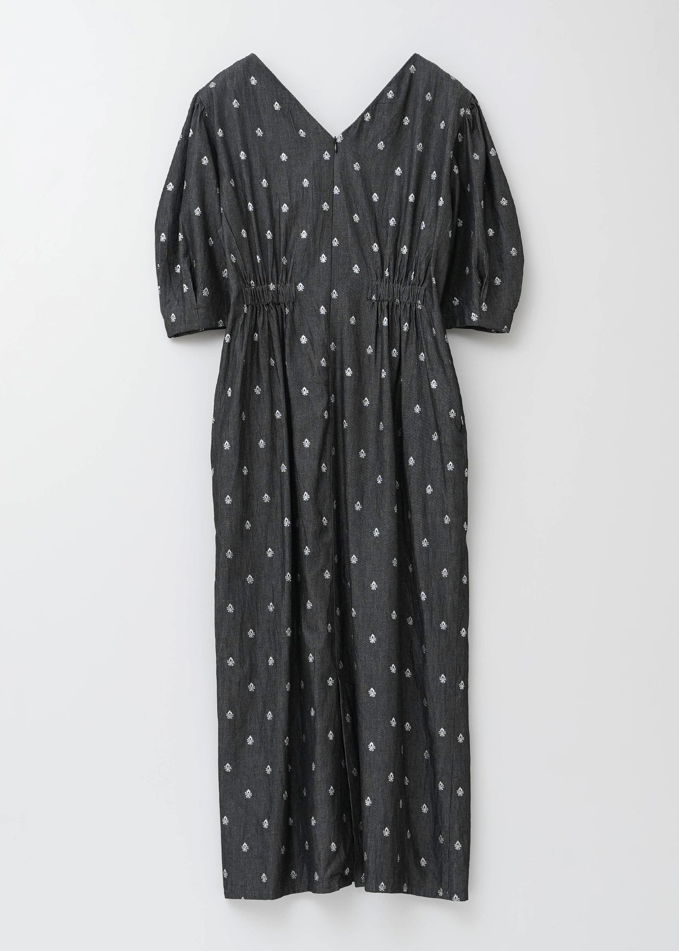 Denim Foil Print Half Sleeve Dress