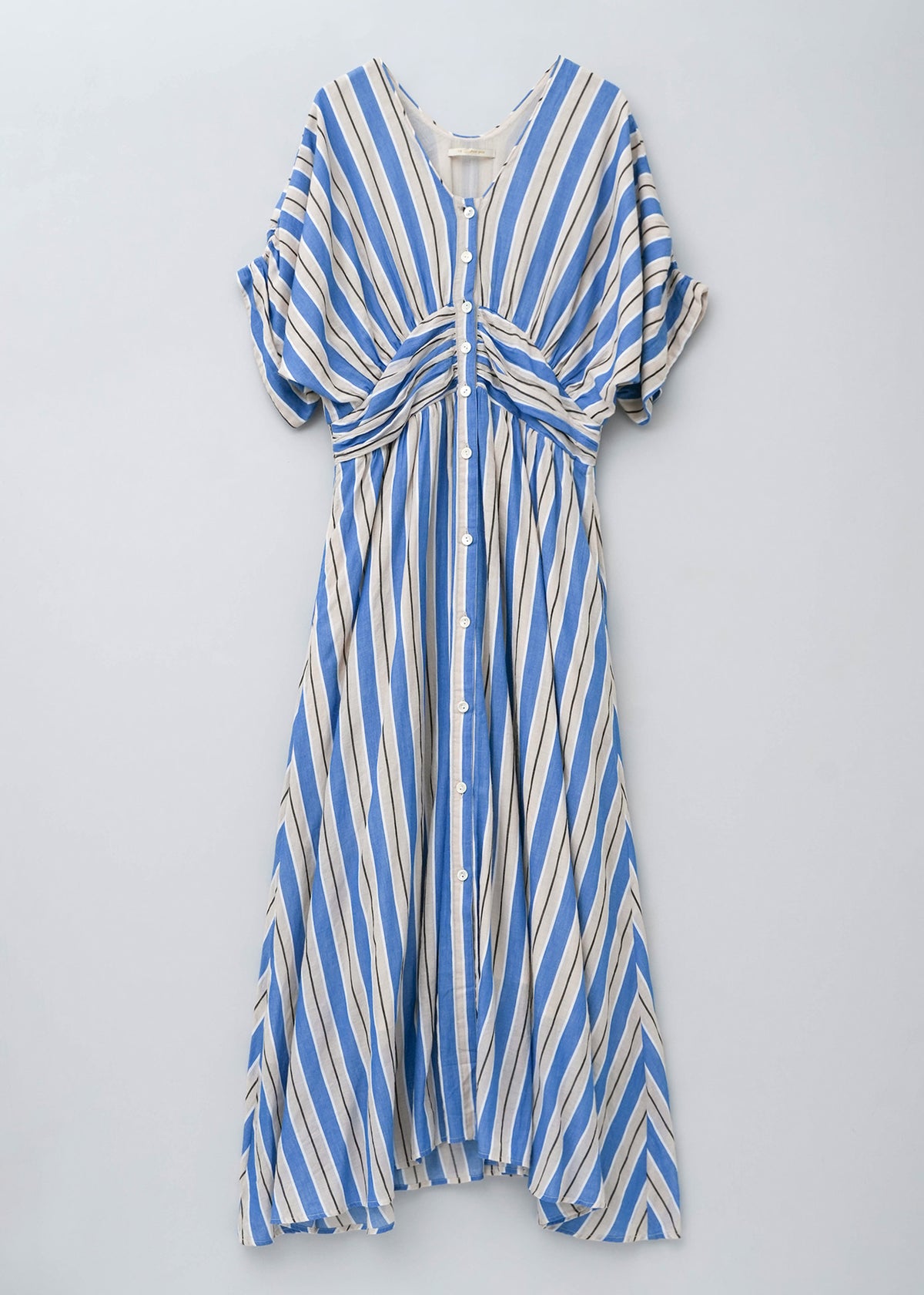 Cotton Voile Stripe Waist Gather Dress | Pasand by ne Quittez pas 