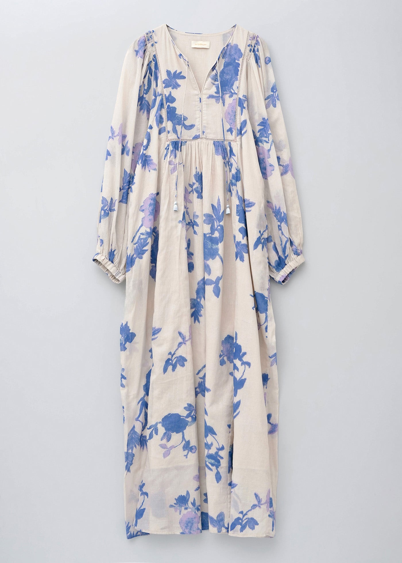 【3/4 10時発売】Cotton Voile Rose Print Hand Smocking Dress