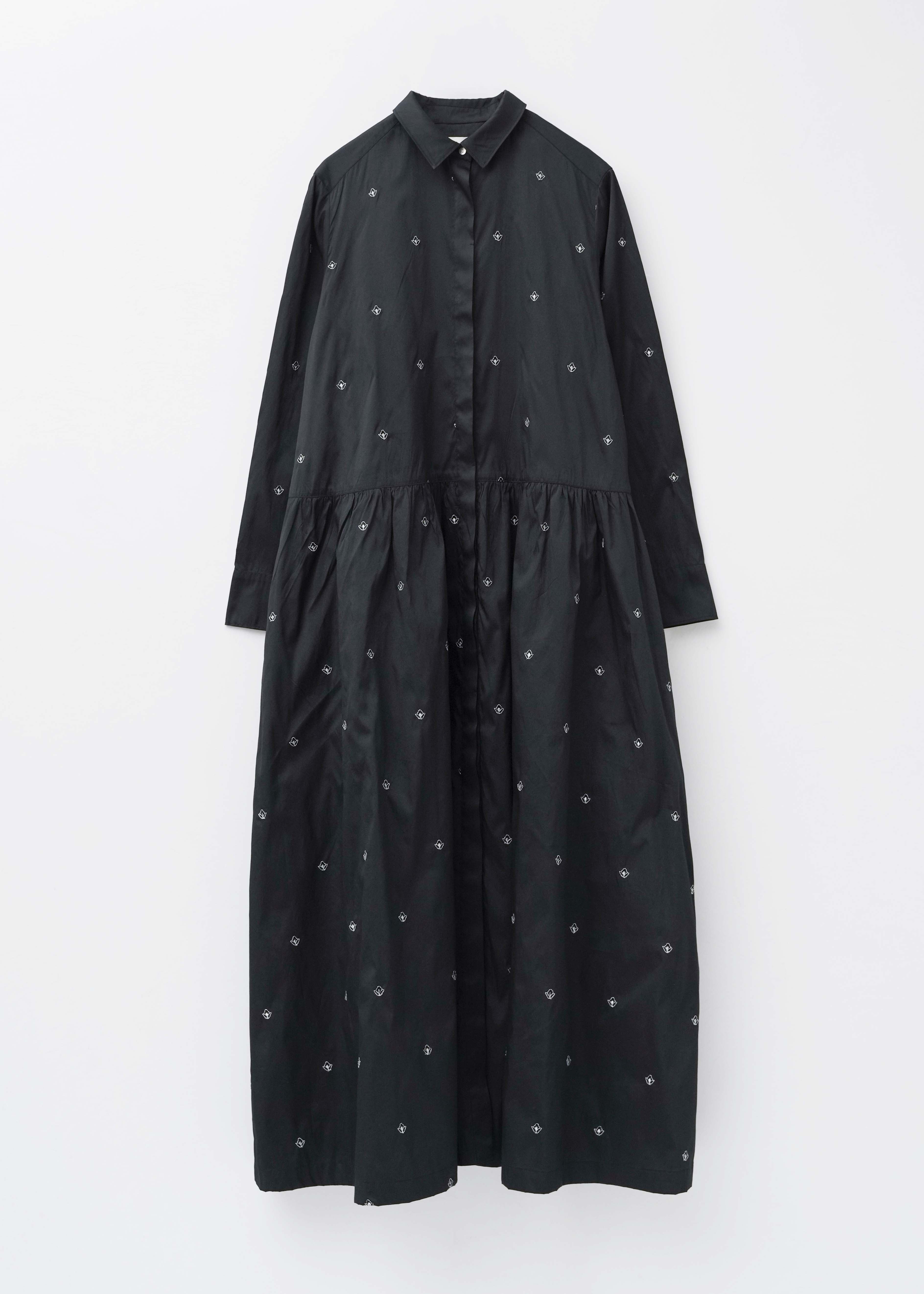【10月中旬お届け予定】Poly Dupion Small Kali Embroidery Shirts Dress