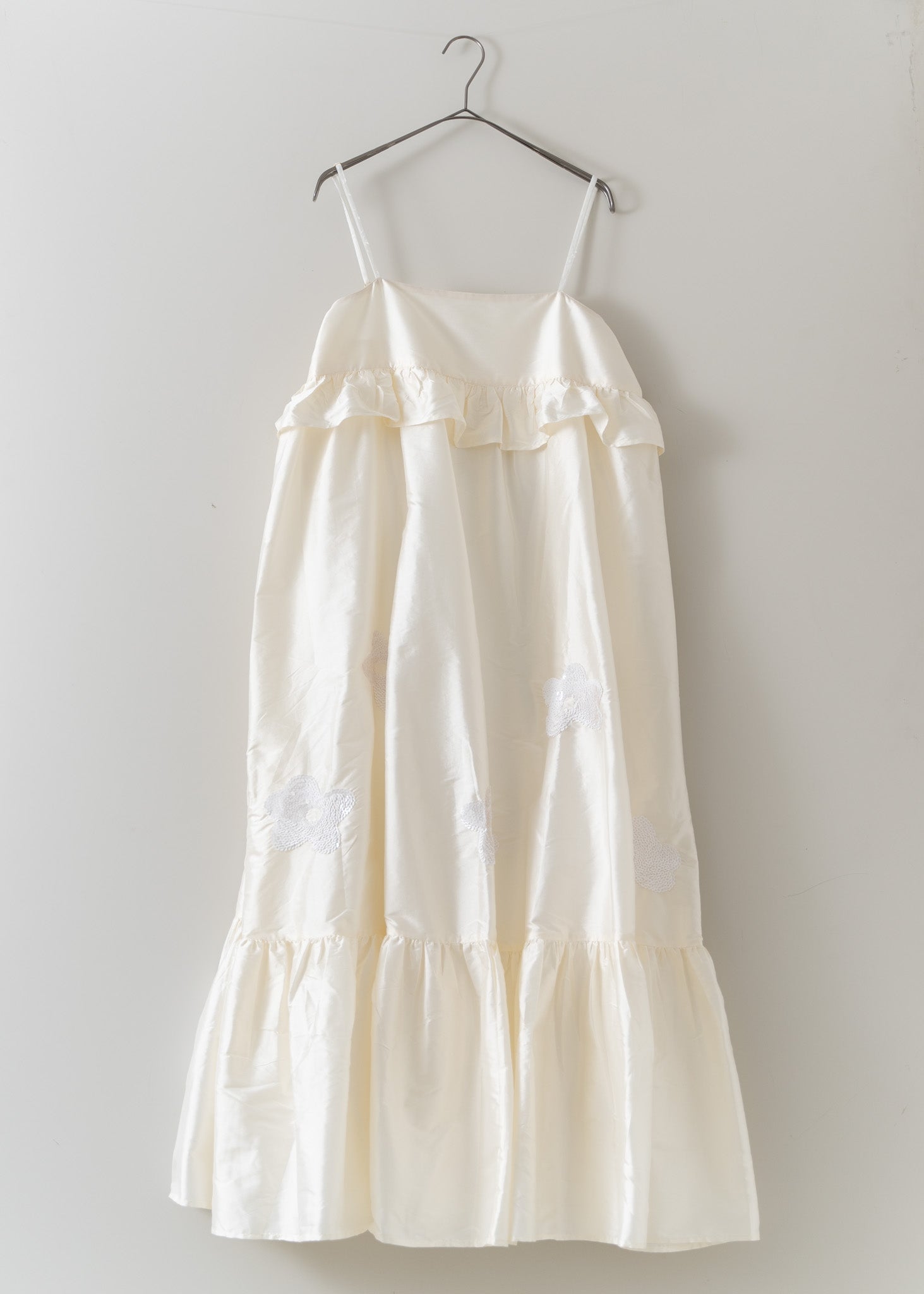 Poly Dupion Strap Frilled Dress