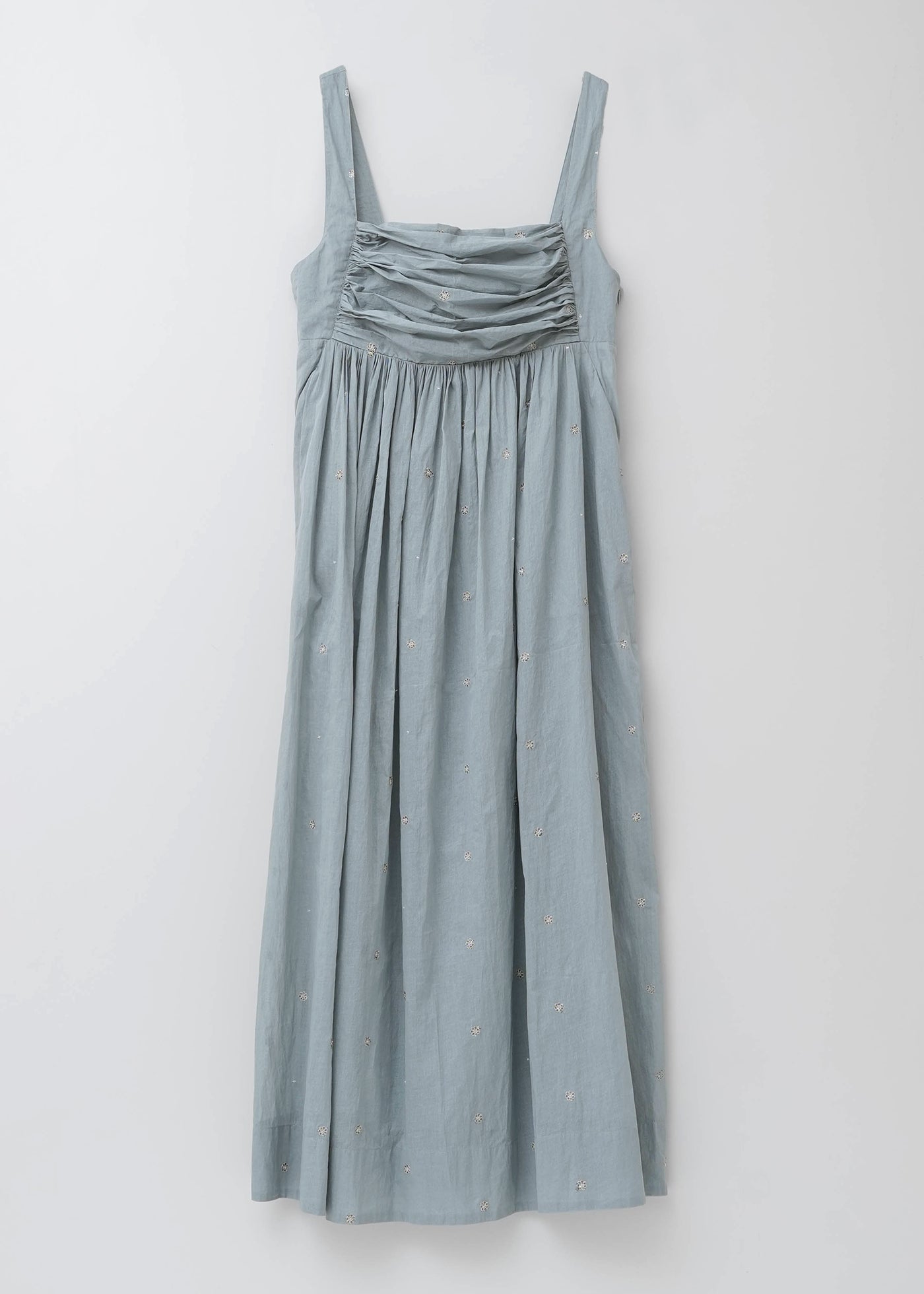 Cotton Organza Embroidery Sleeveless Dress